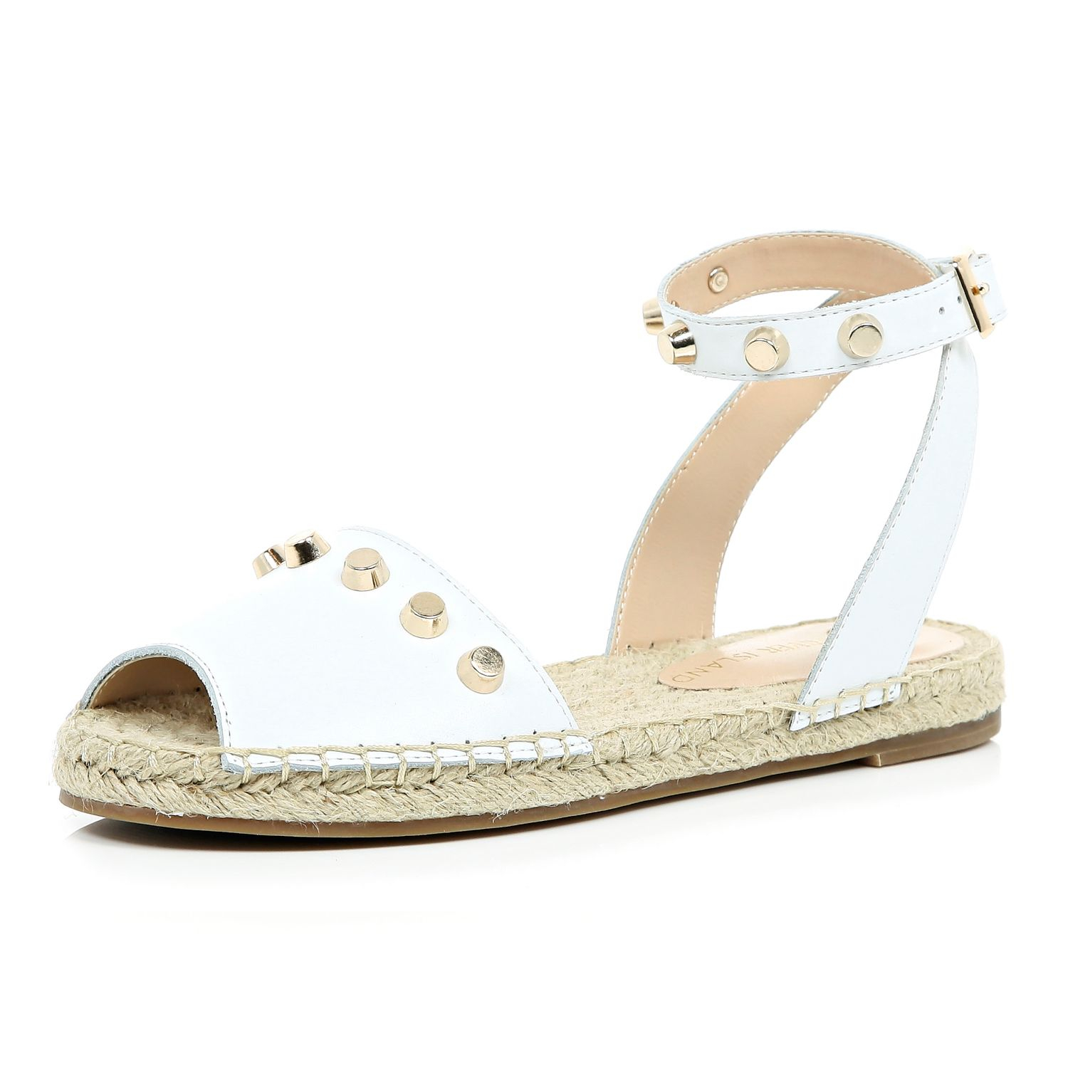 River Island White Leather Stud 