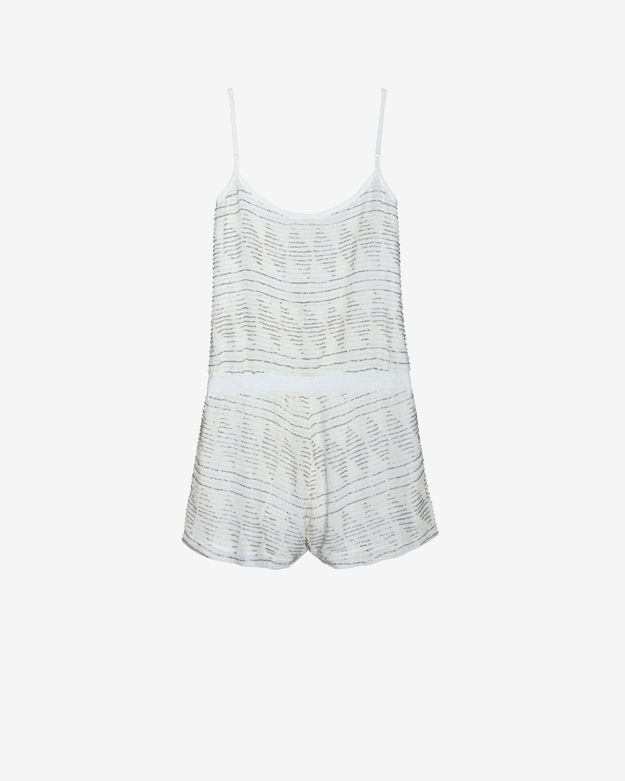 white beaded romper