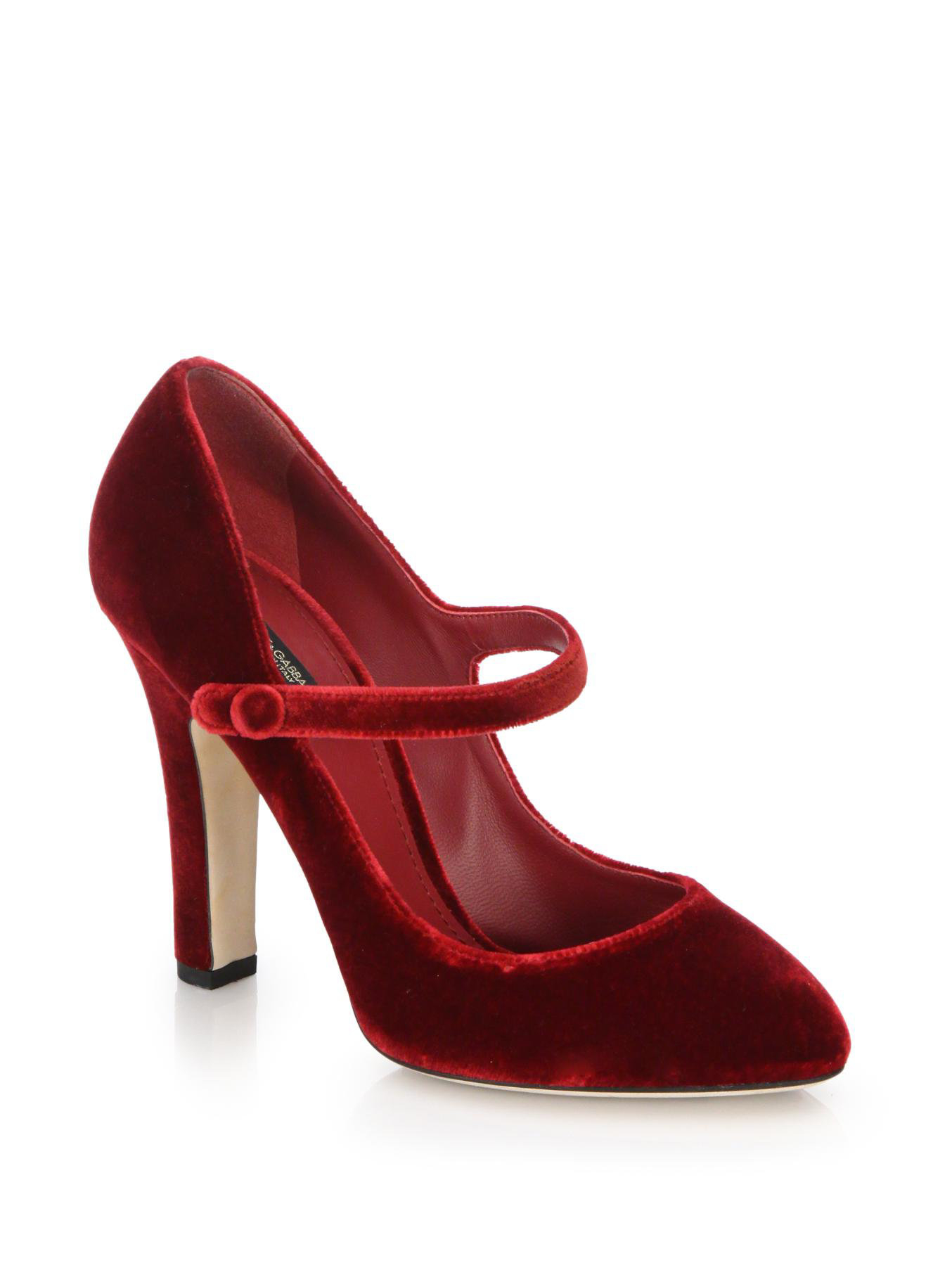 Dolce & Gabbana Velvet Mary Pumps in Red - Lyst