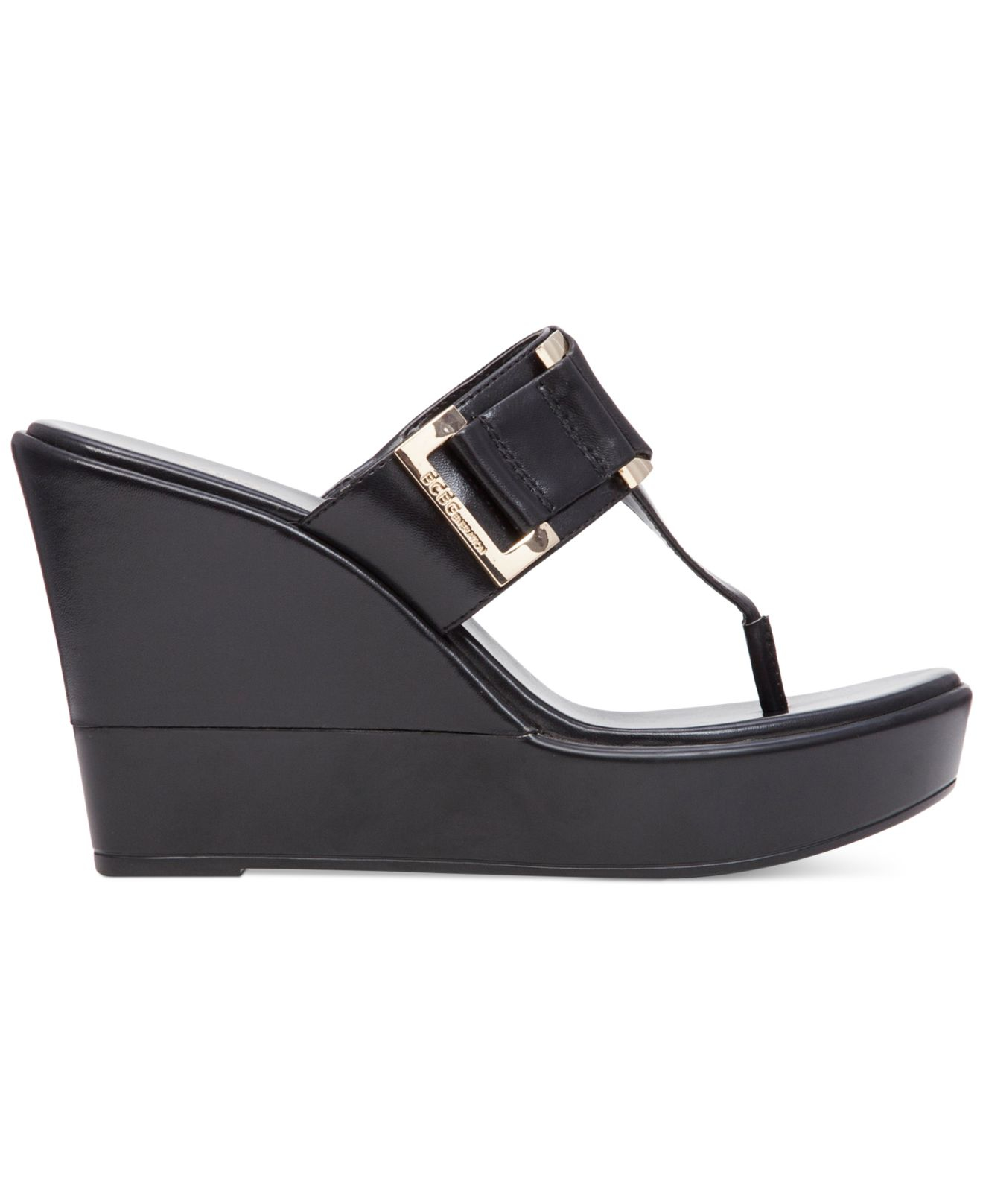 bcbg black wedge sandals