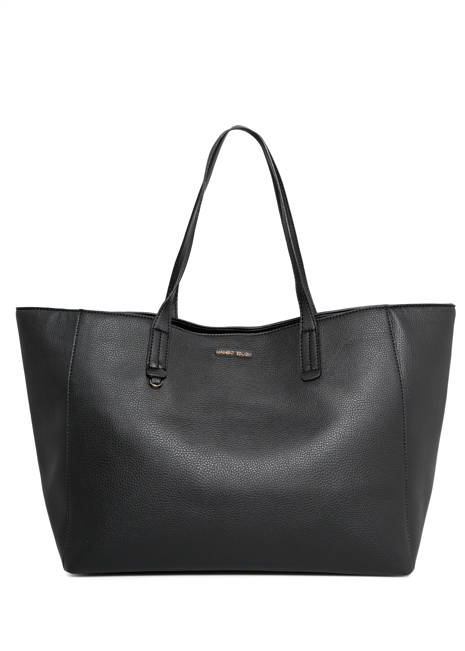 Mango Pebbled Shopper Bag in Black | Lyst