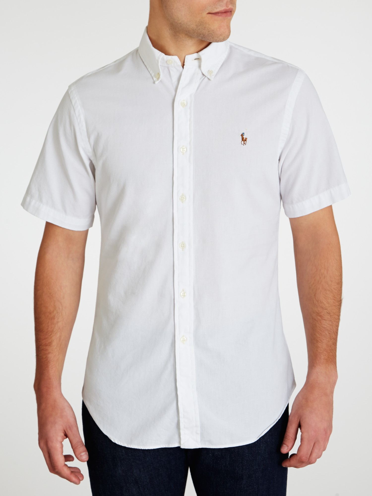 Polo Ralph Lauren Chambray Short Sleeve Shirt in White for Men - Lyst