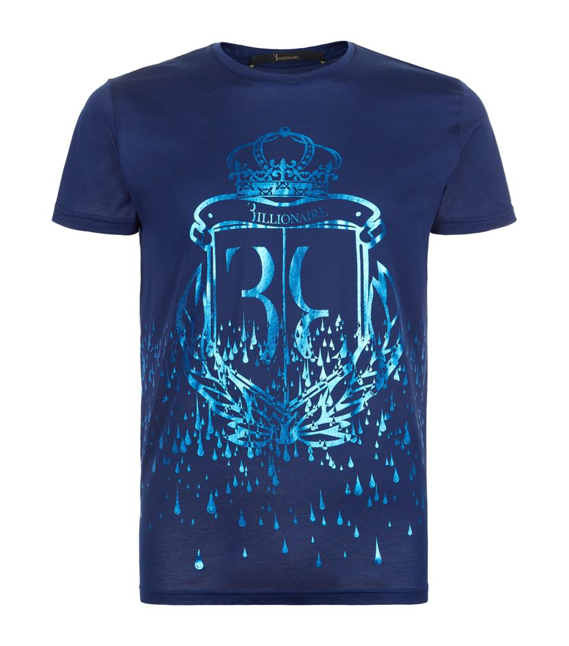 billionaire metallic logo t shirt in blue for lyst billionaire metallic logo t shirt in blue for lyst
