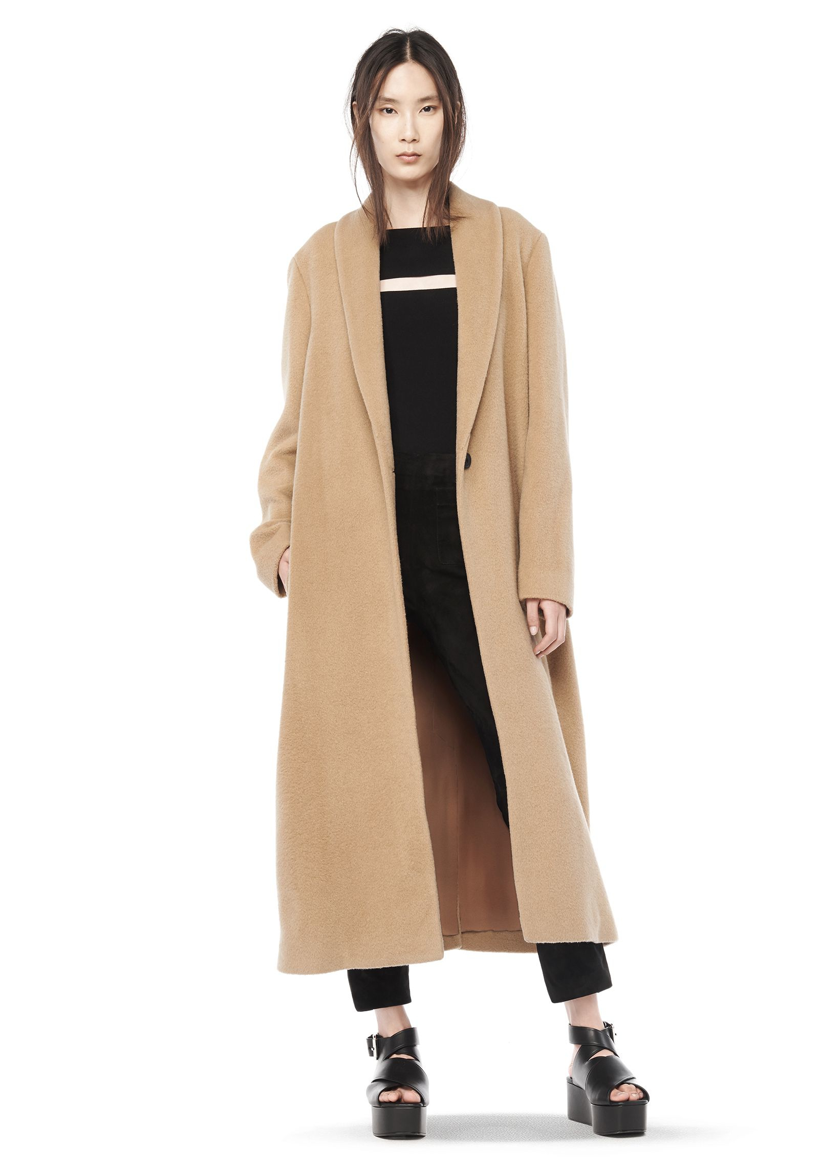 camel wool maxi coat