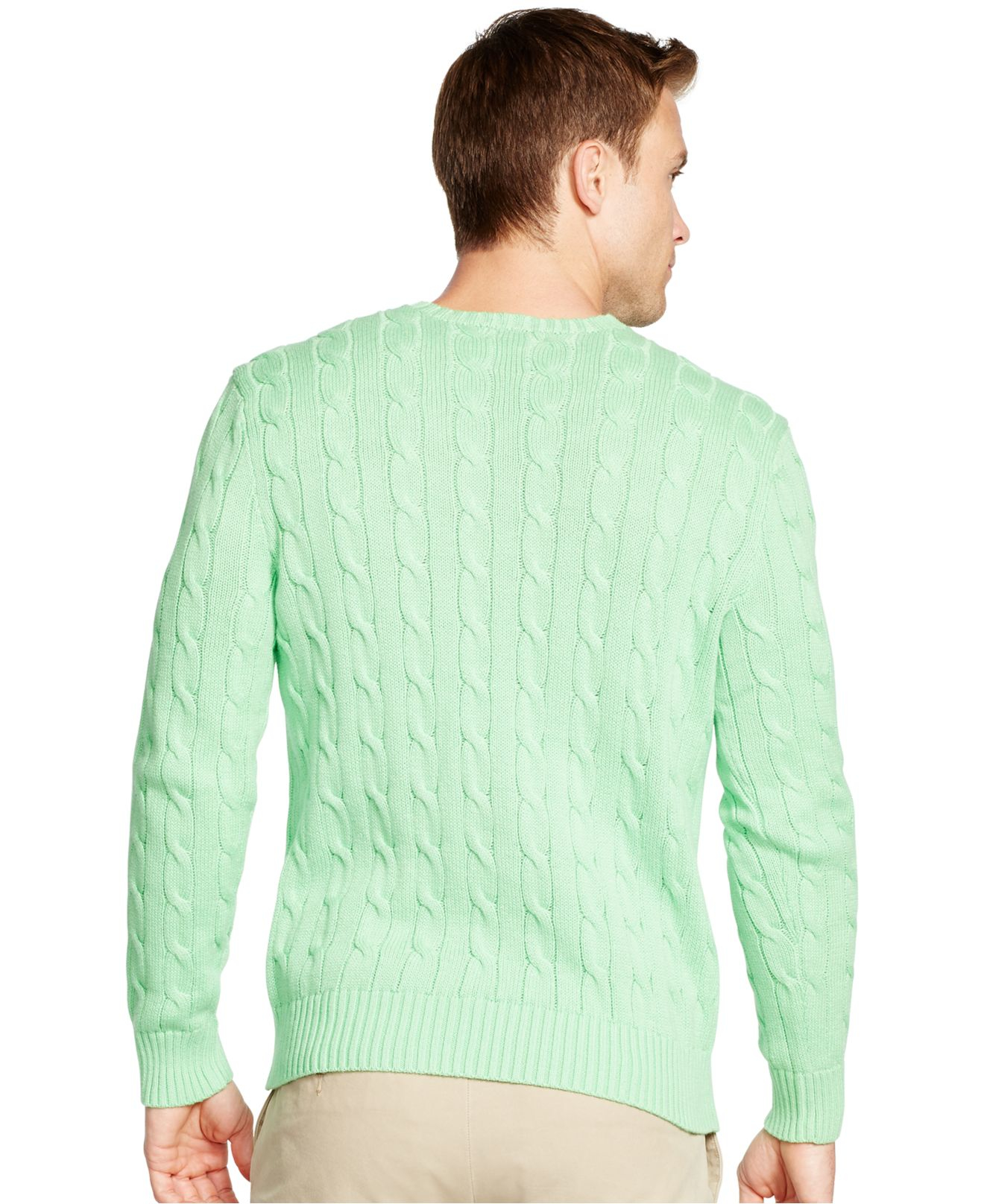 Polo Ralph Lauren Cable-knit Crewneck Sweater in Green for Men - Lyst
