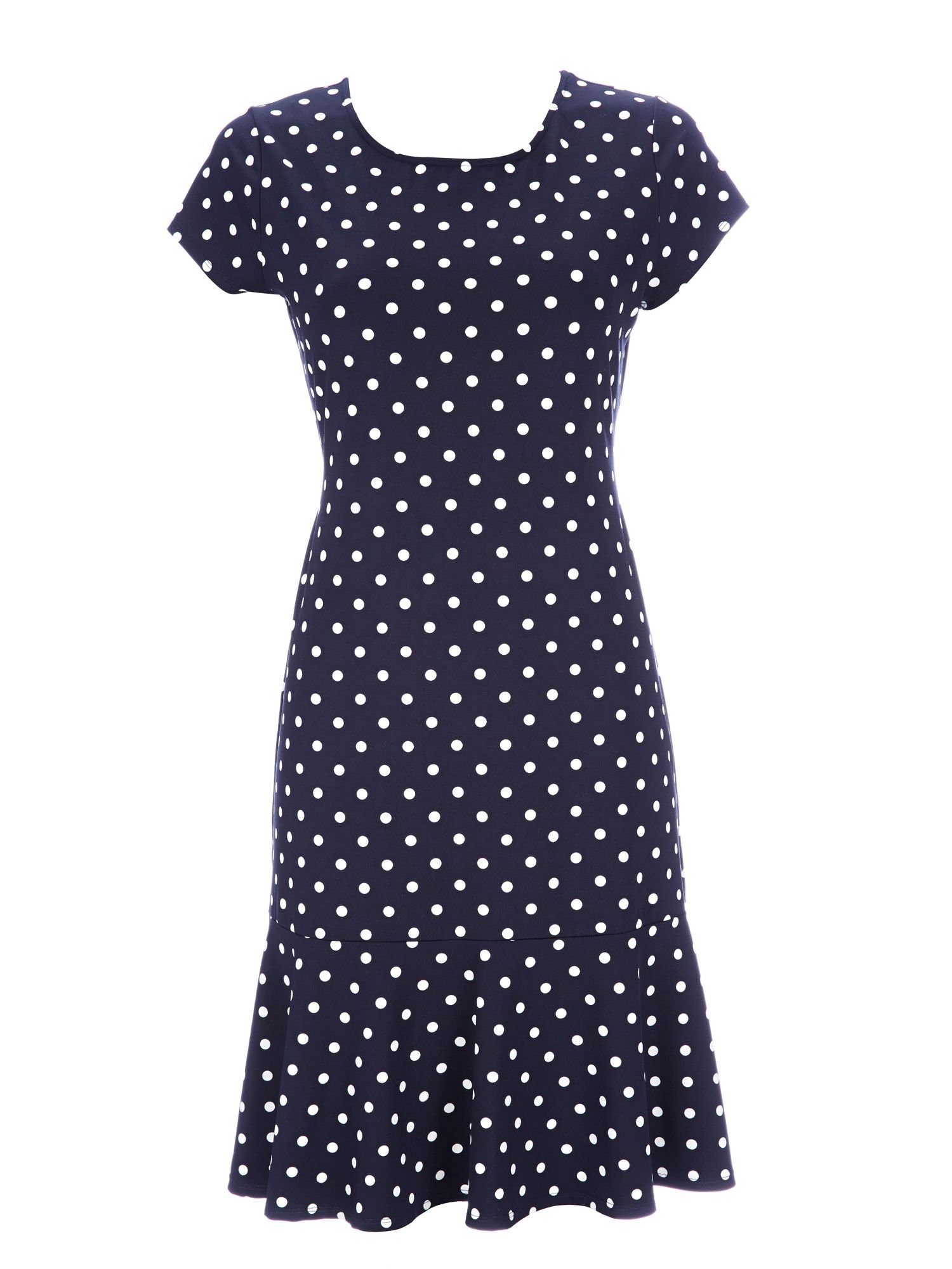 Wallis Navy Spot Jersey Frill Dress in Blue (Navy) | Lyst