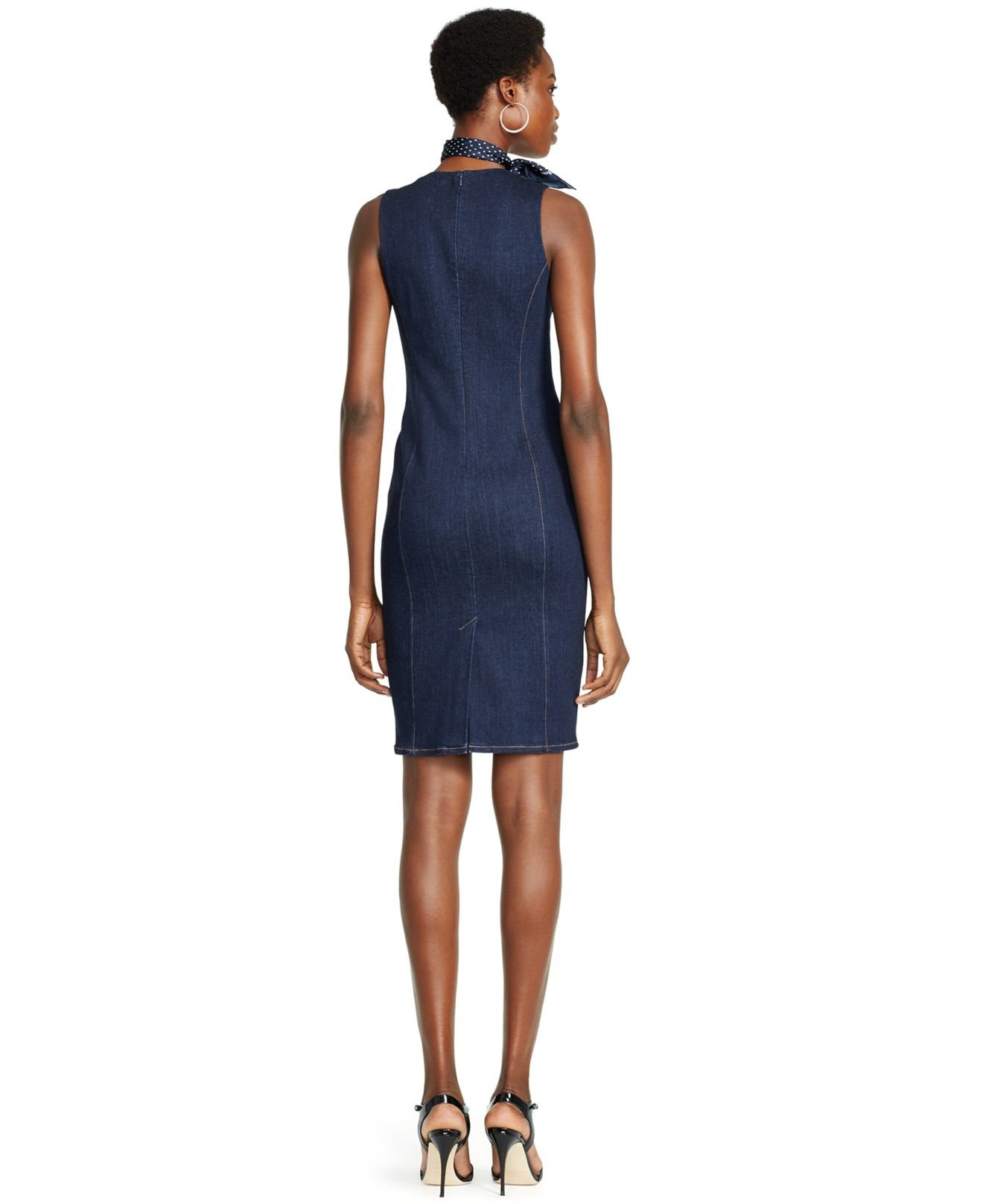 Lyst Polo Ralph Lauren Denim Sheath Dress In Black Gallery