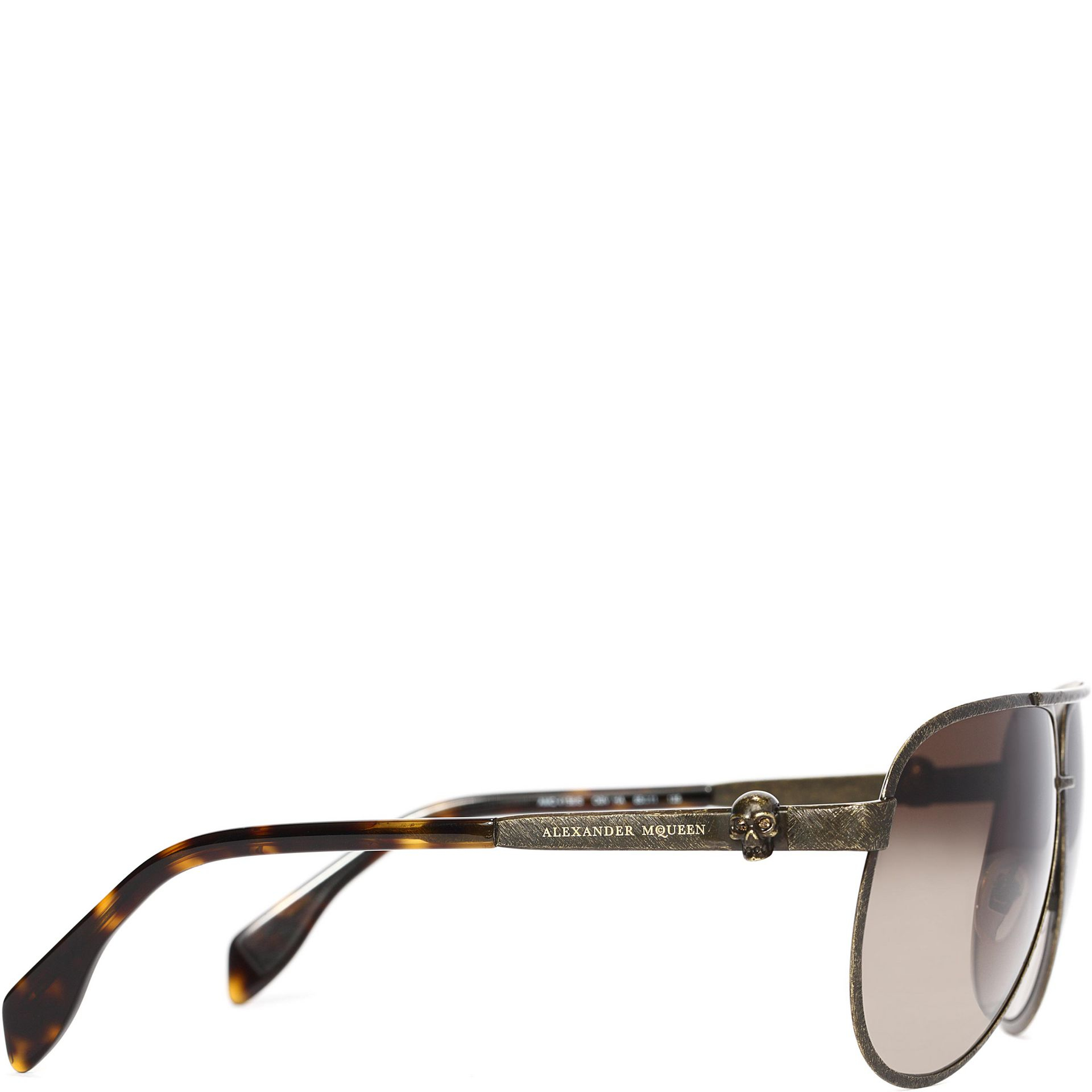 McQueen Metallic Skull Pilot Sunglasses in Brown for Men Lyst UK