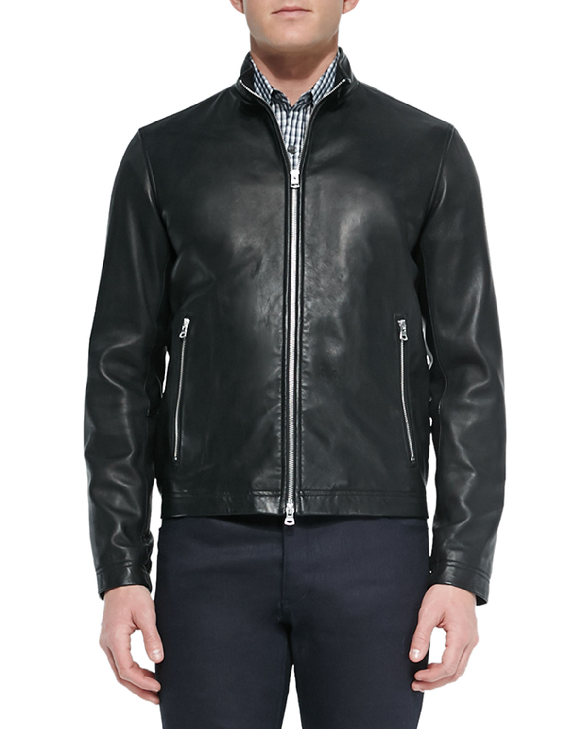 Theory Basic Leather Jacket in Black for Men | Lyst