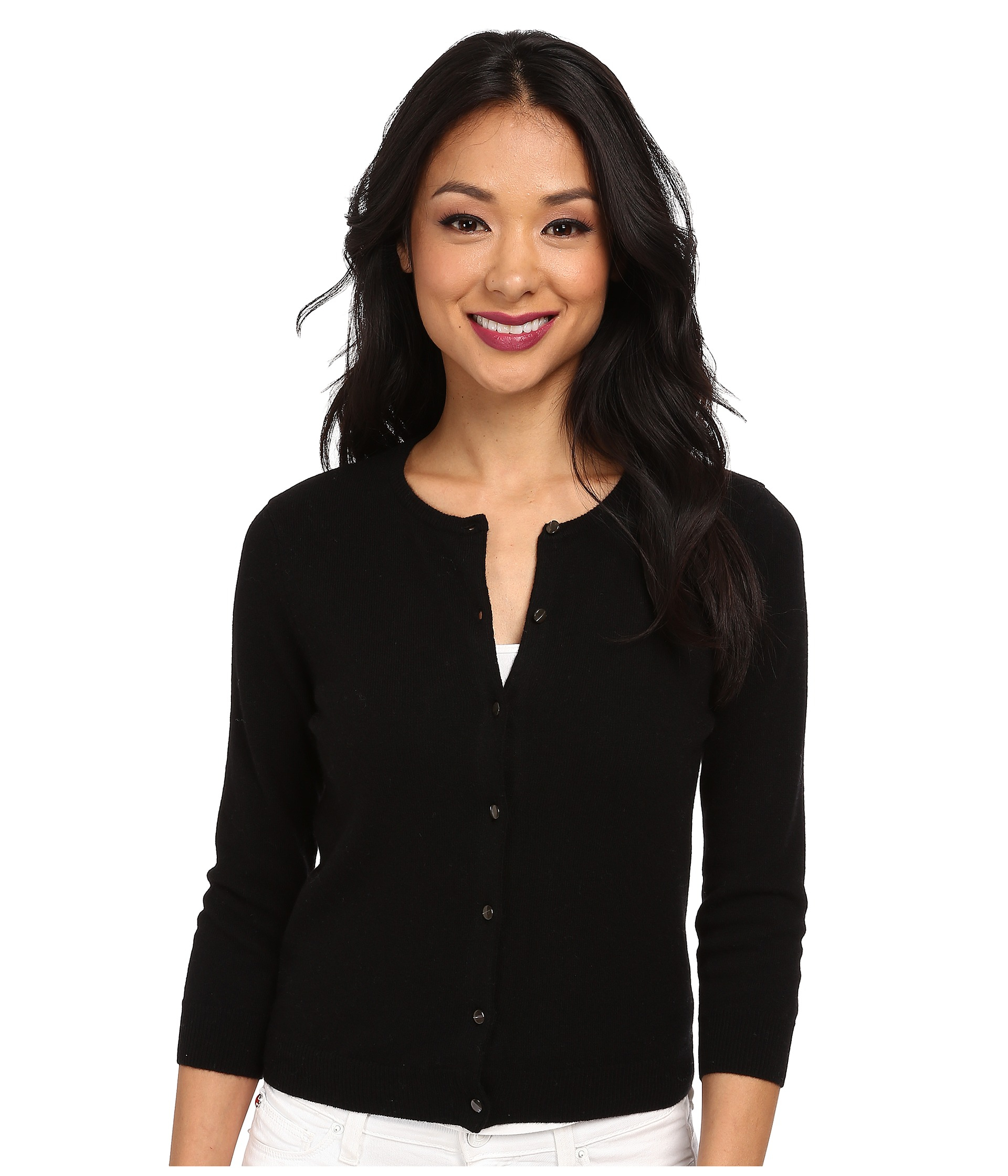 Autumn Cashmere 3/4 Sleeve Baby Cardigan in Black | Lyst
