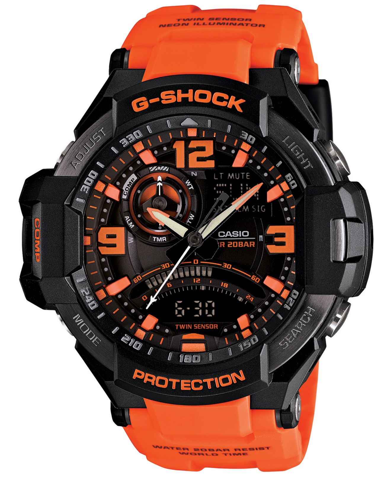 casio orange strap watch