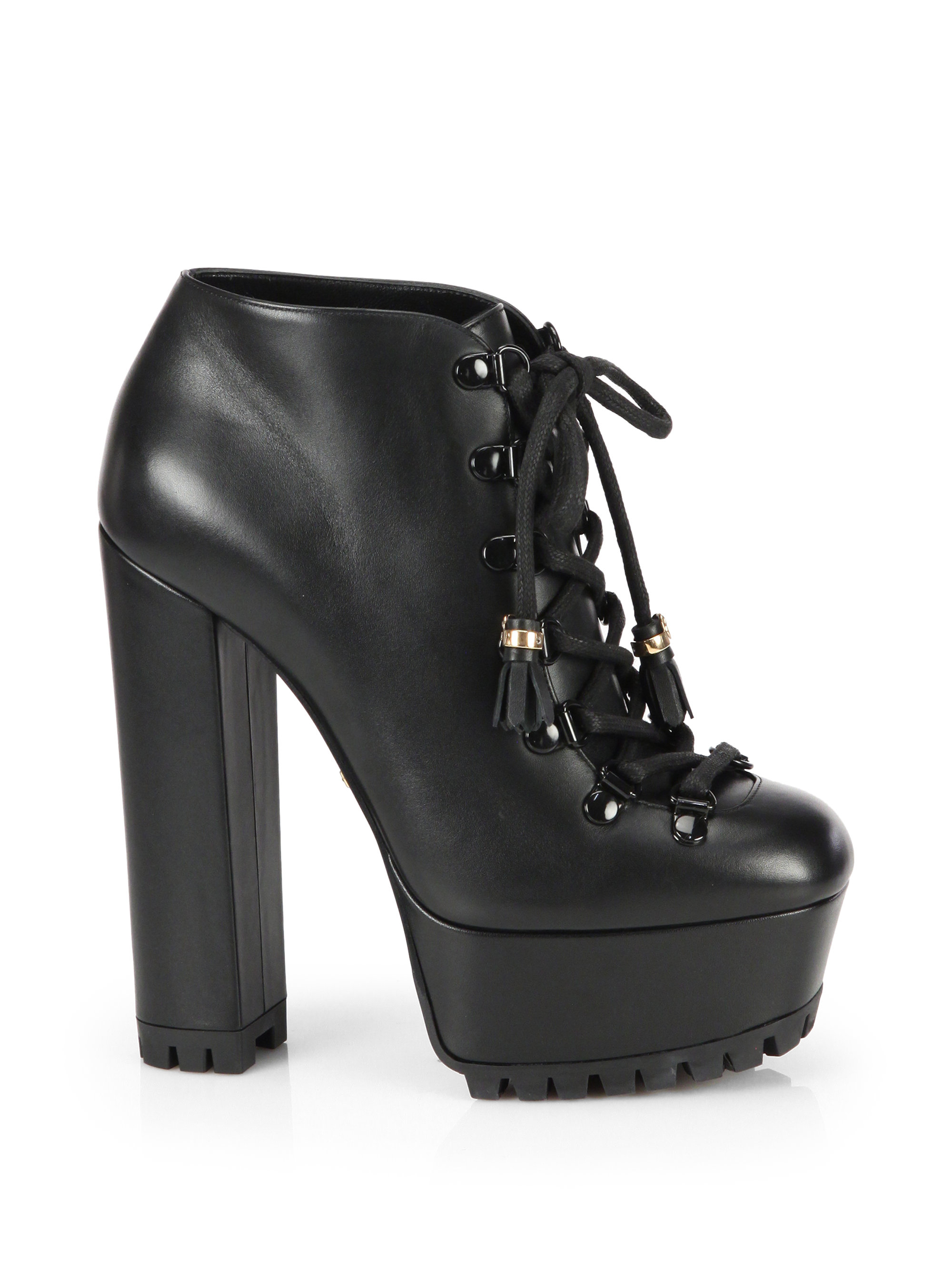 leather platform lace up boots