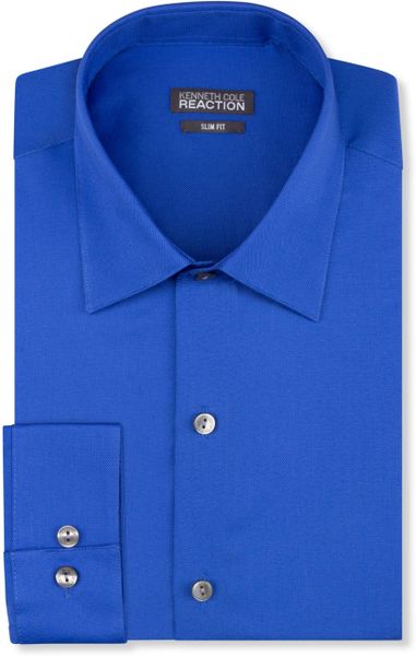 Kenneth Cole Reaction Slimfit Royal Blue Solid Dress Shirt in Blue for ...