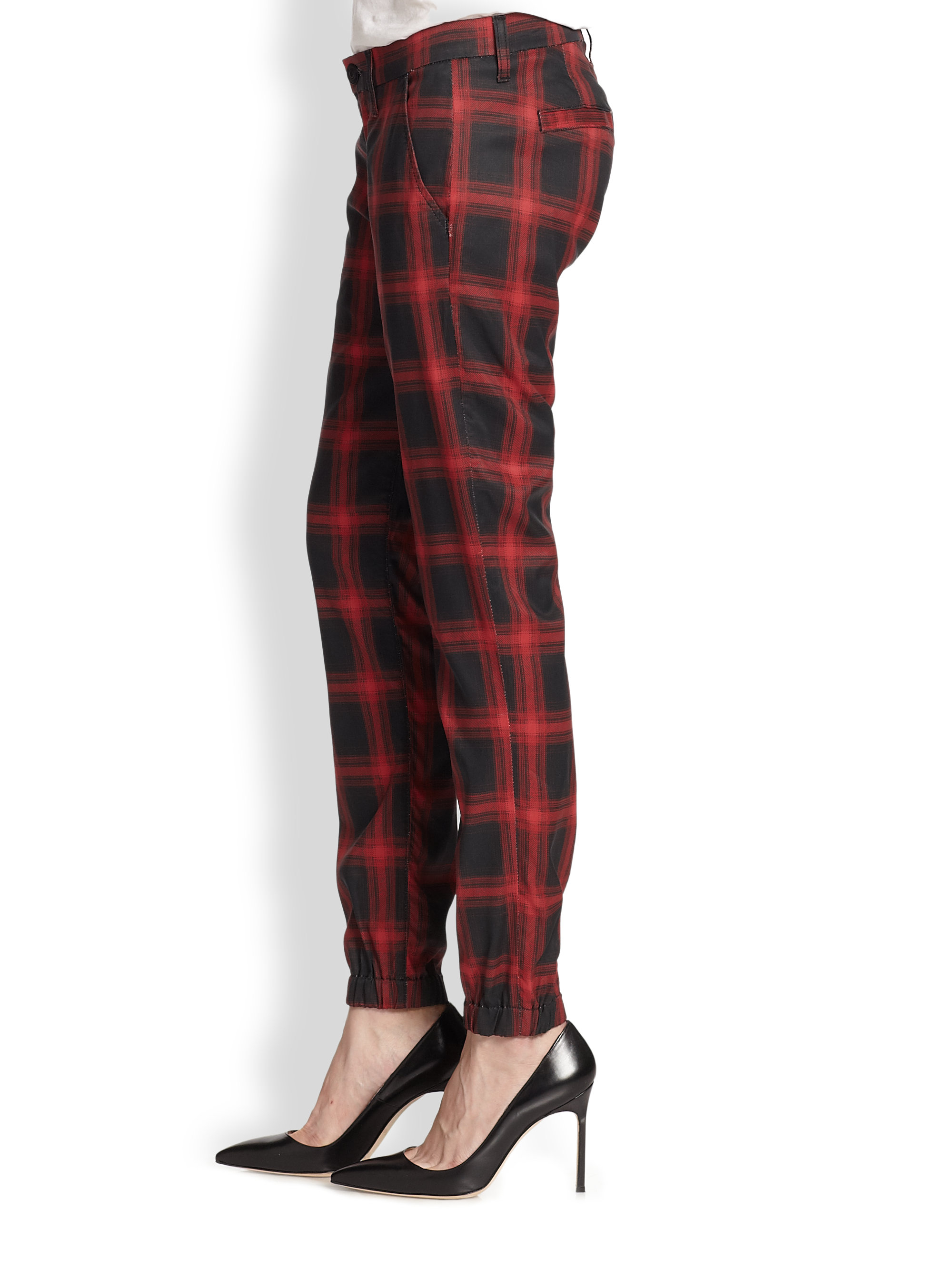 Lyst - Hudson Jeans Vanish Plaid Pants in Red