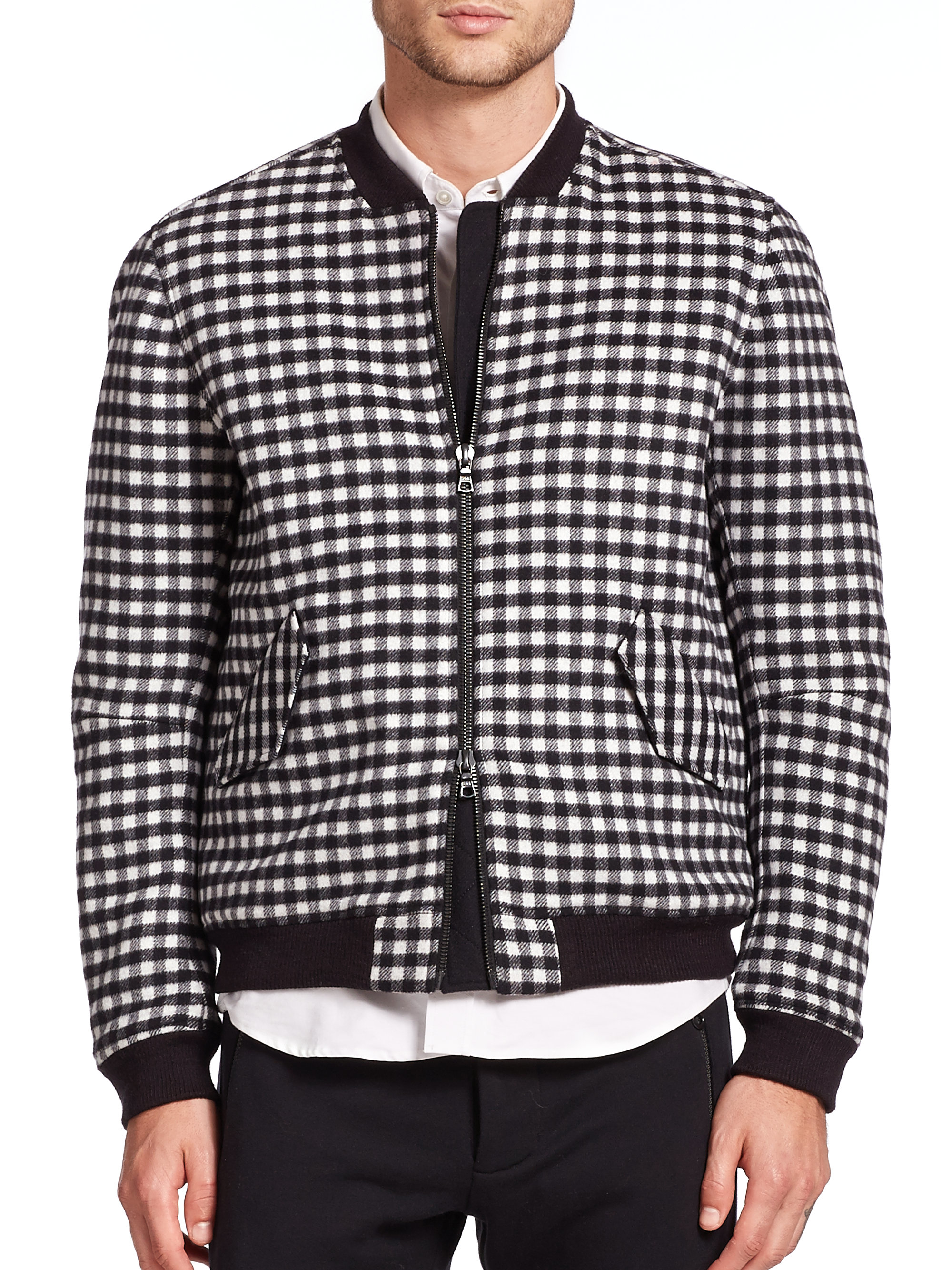 black and white plaid jacket mens