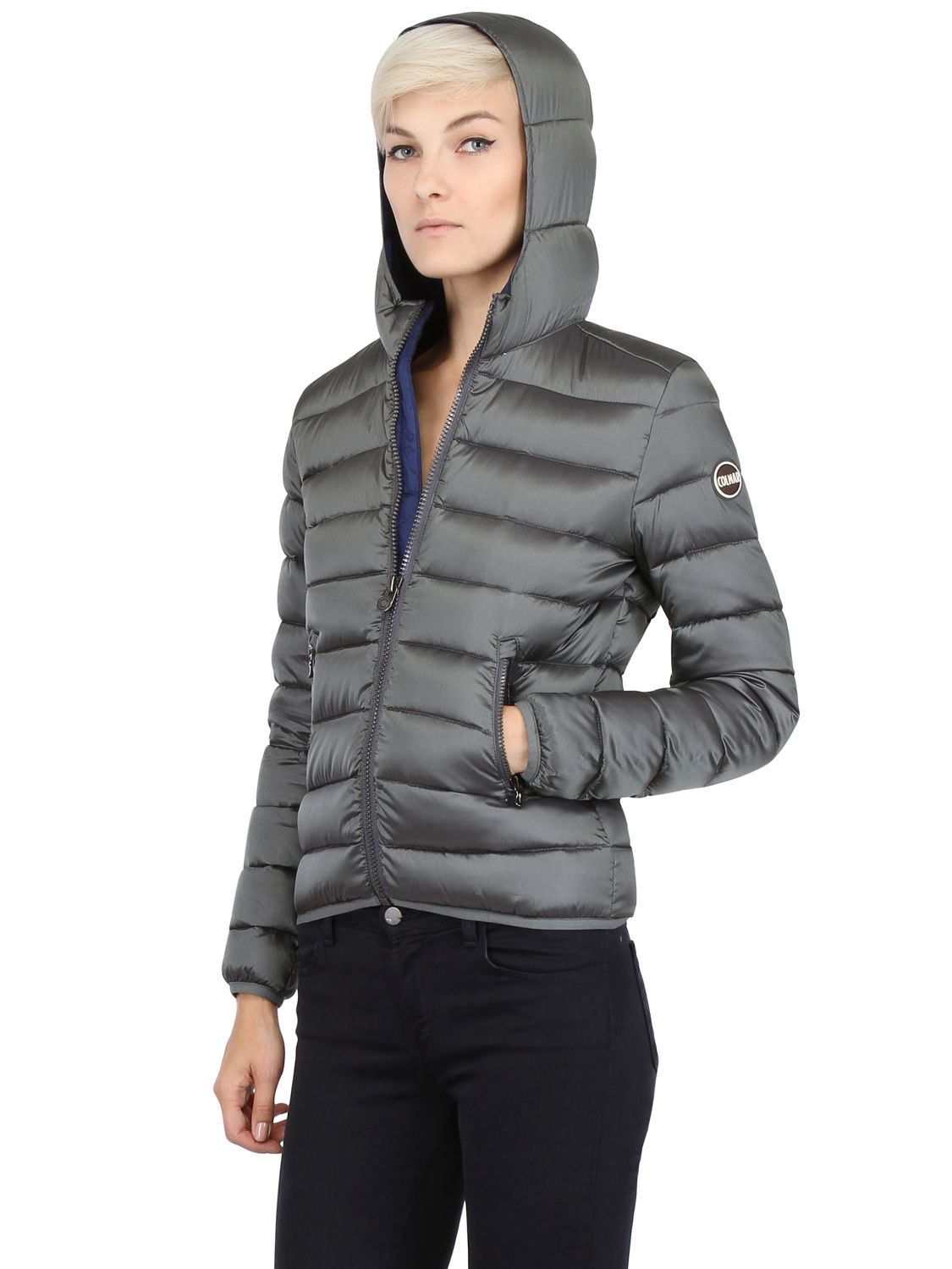 Lyst - Colmar Hooded Shiny Nylon Jacket in Gray