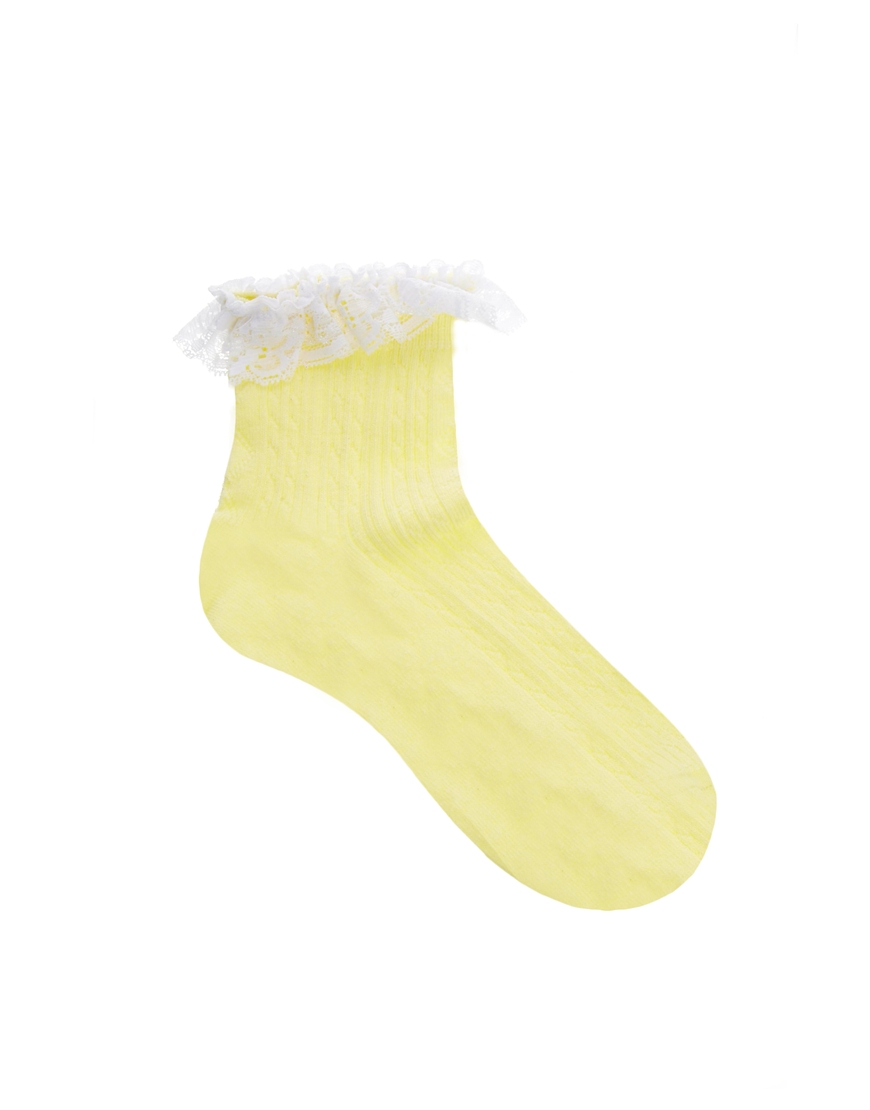 ankle socks with lace trim