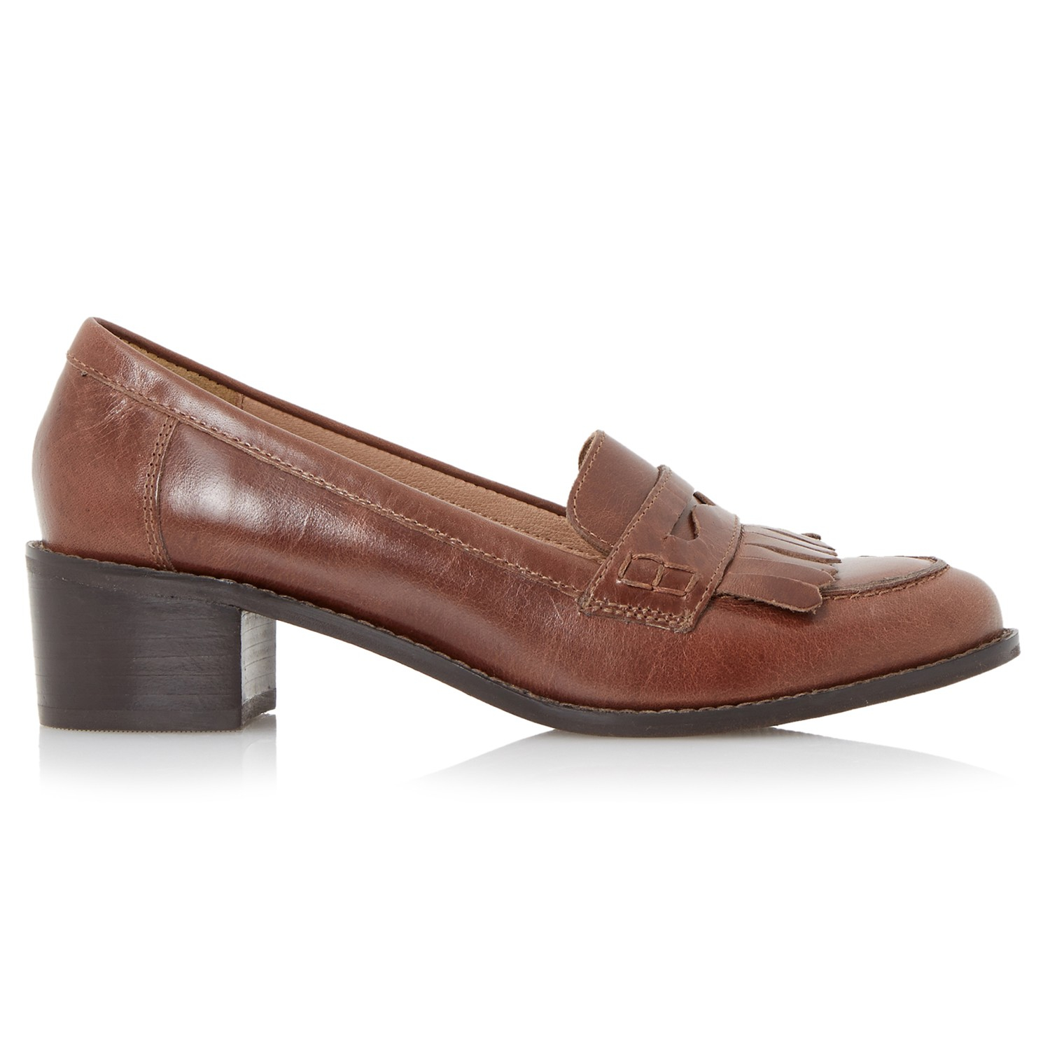 heeled loafers brown