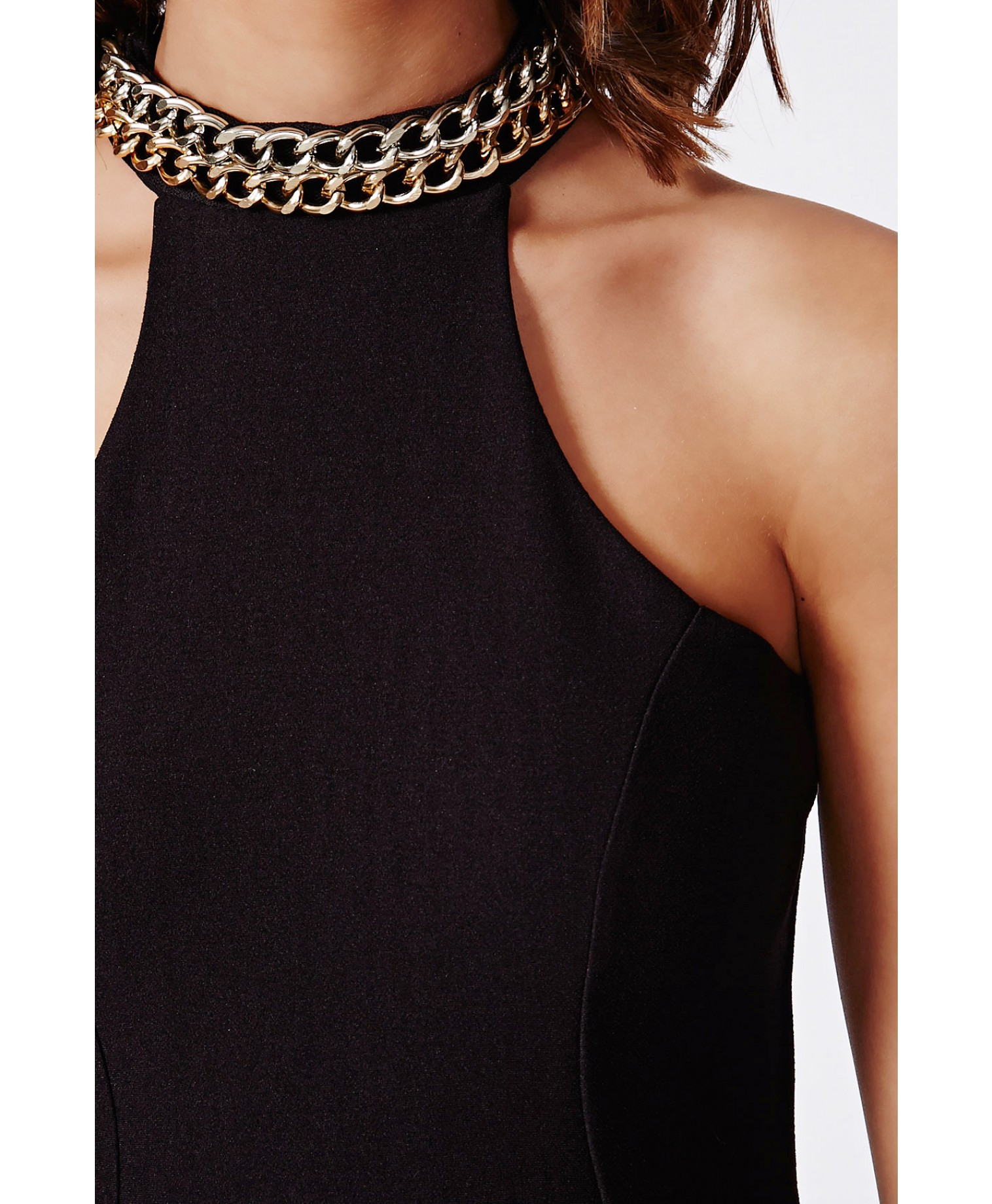 Missguided Halter Chain Detail Midi Dress Black in Black Lyst