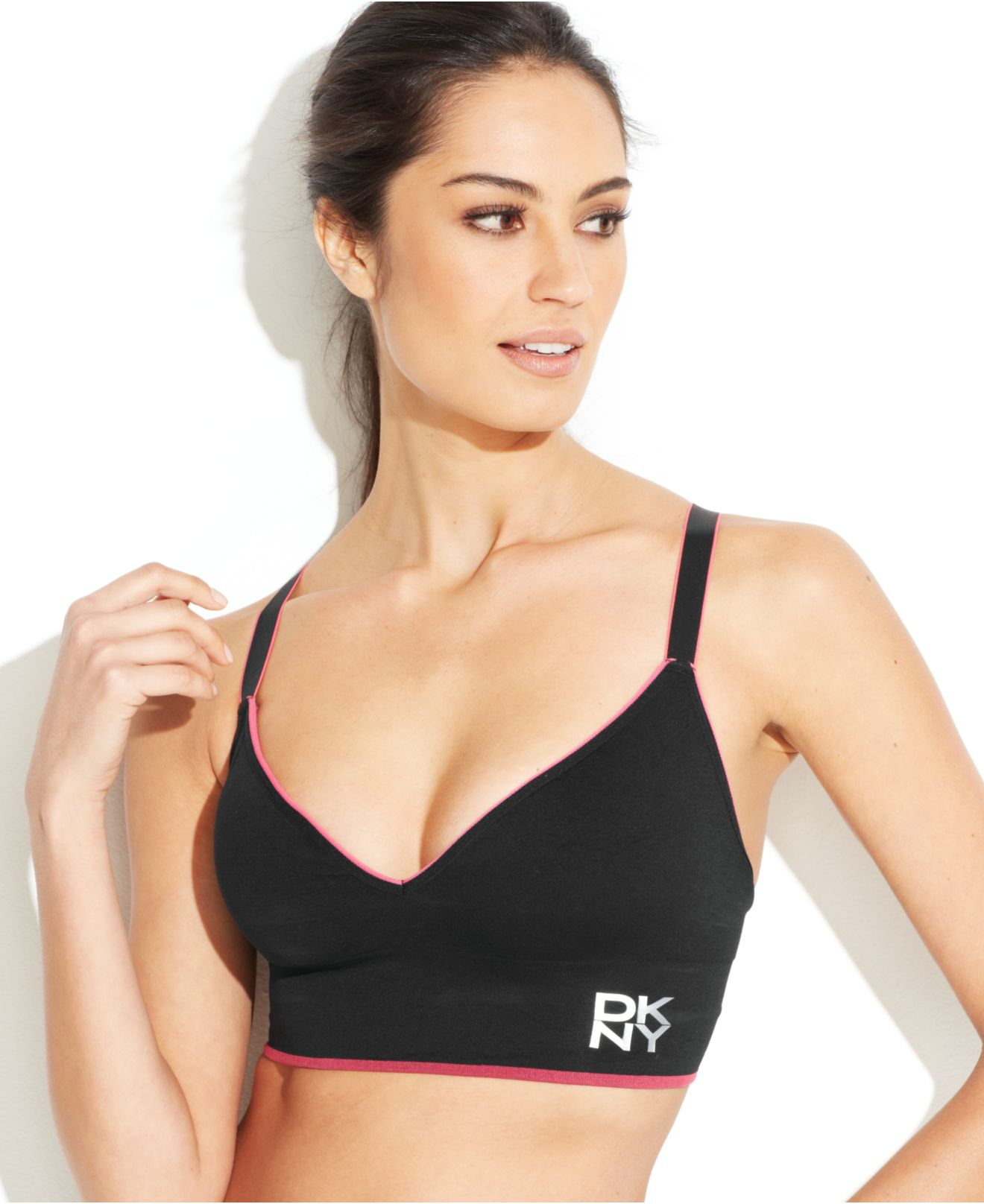 Dkny Energy Racerback Sport Bra 835002 in Black Lyst