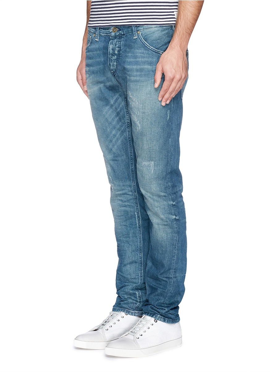 Scotch & Soda 'phaidon' Garment Dye Distressed Jeans in Blue for Men - Lyst