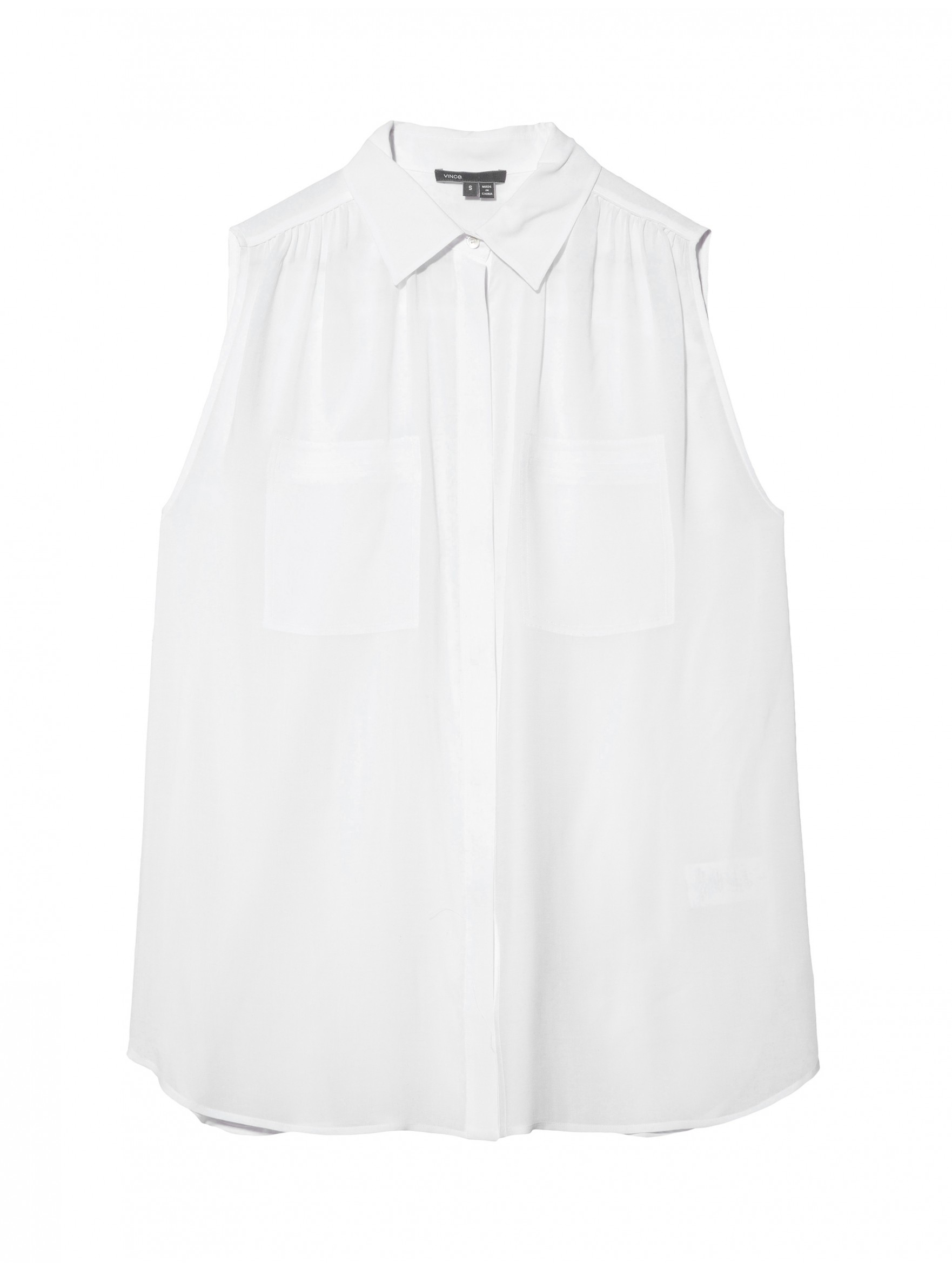 Vince Sleeveless Button Up Blouse in White | Lyst