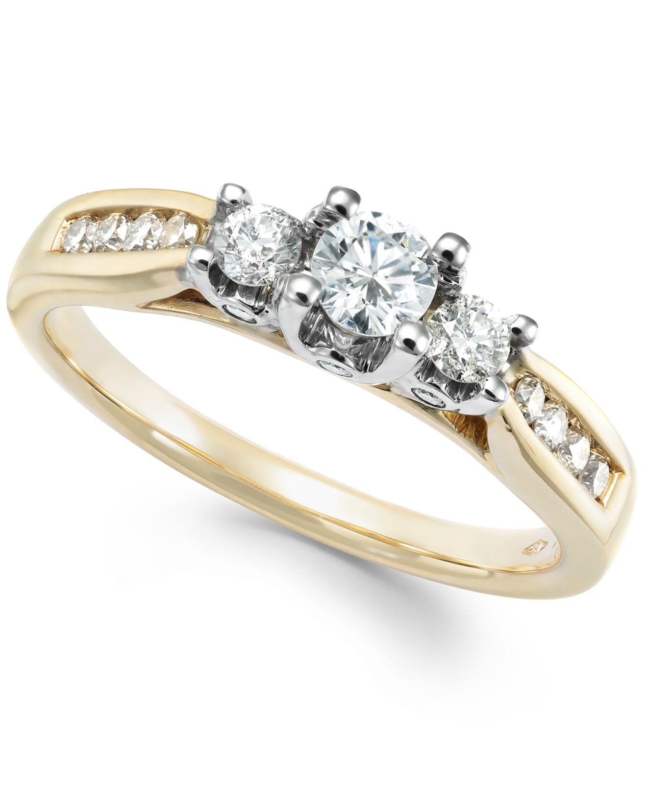  Macy s  Us Three Stone Diamond  Ring  In 14K White Or Yellow  