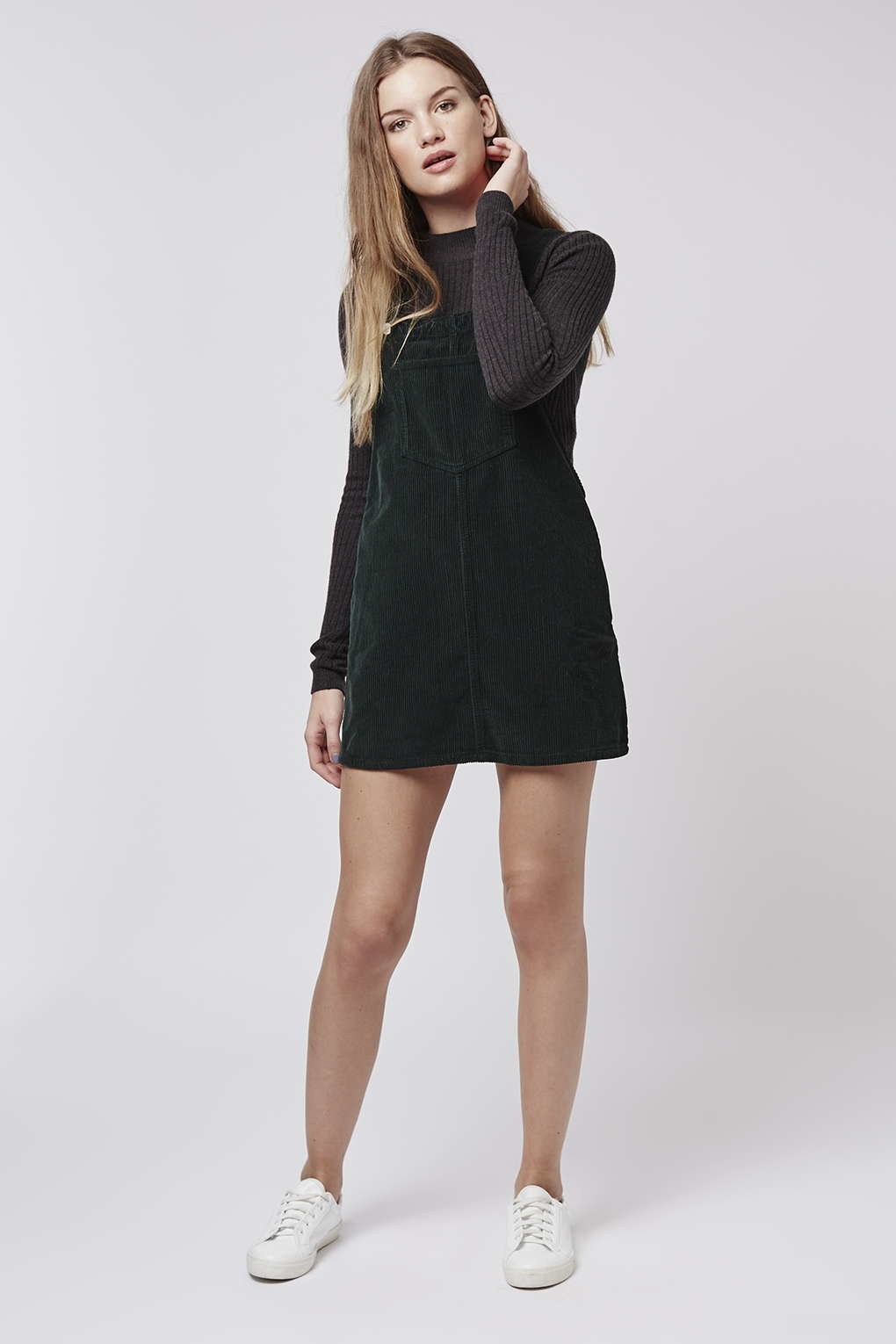 topshop green pinafore dress