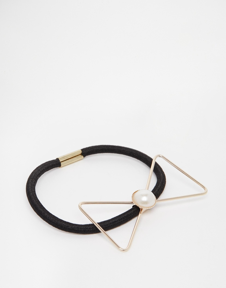 Asos Open Metal Bow Hair Tie In Gold Metallic Lyst