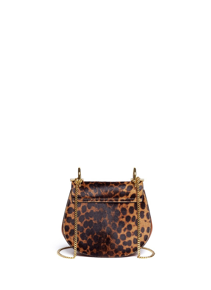 Chloé 'drew' Mini Leopard Print Pony Hair Shoulder Bag in Brown Lyst