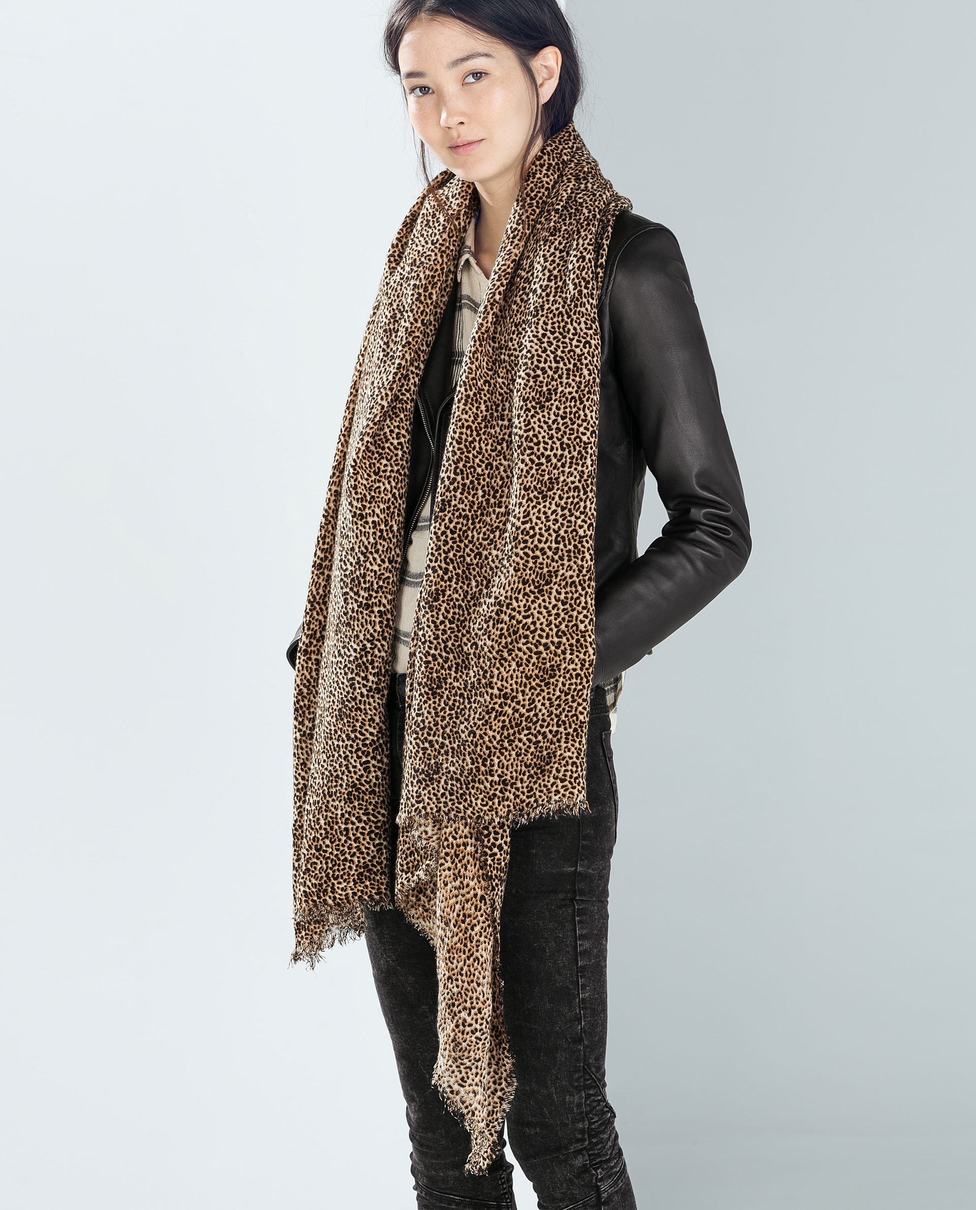 Zara Animal Print Scarf in Brown (Leopardo) Lyst