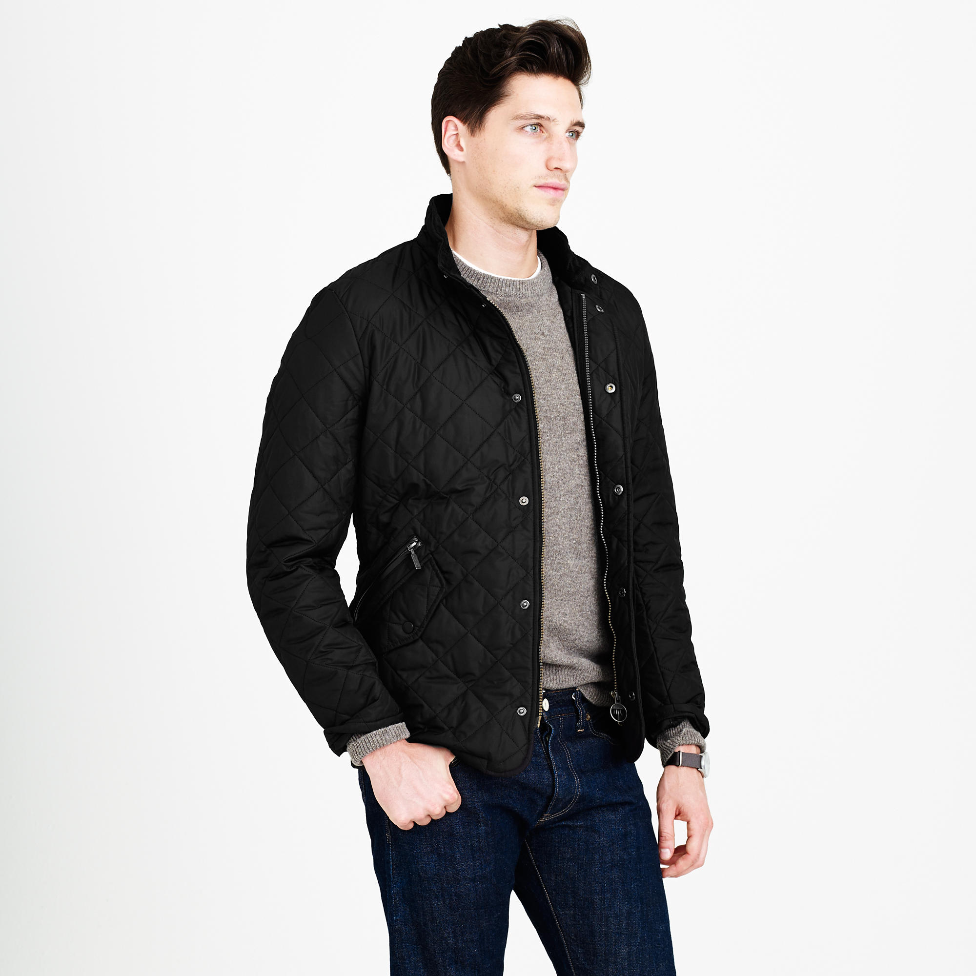 barbour chelsea sports quilted jacket in black