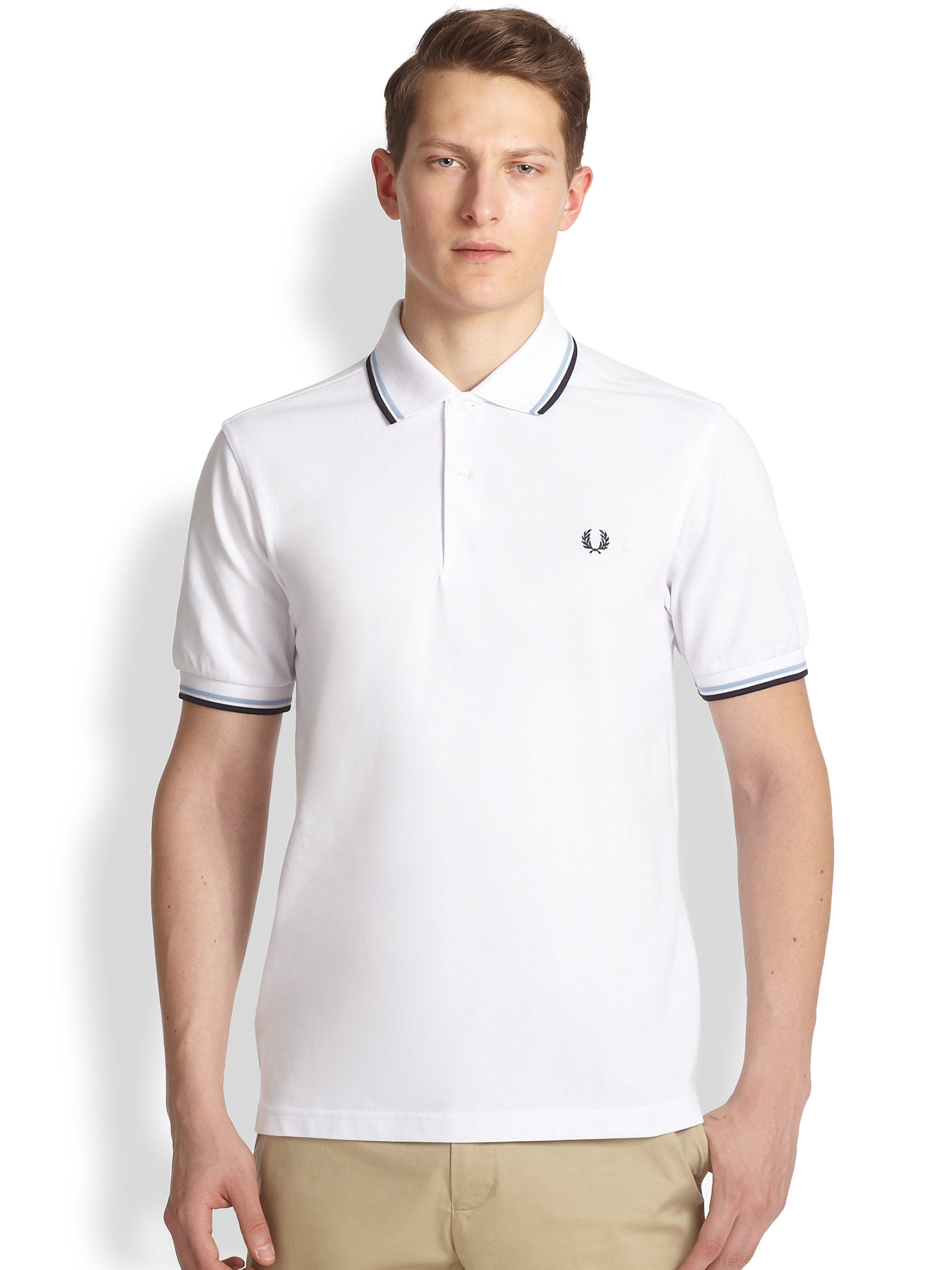 Fred Perry Twin Tip Polo Shirt in White for Men - Lyst
