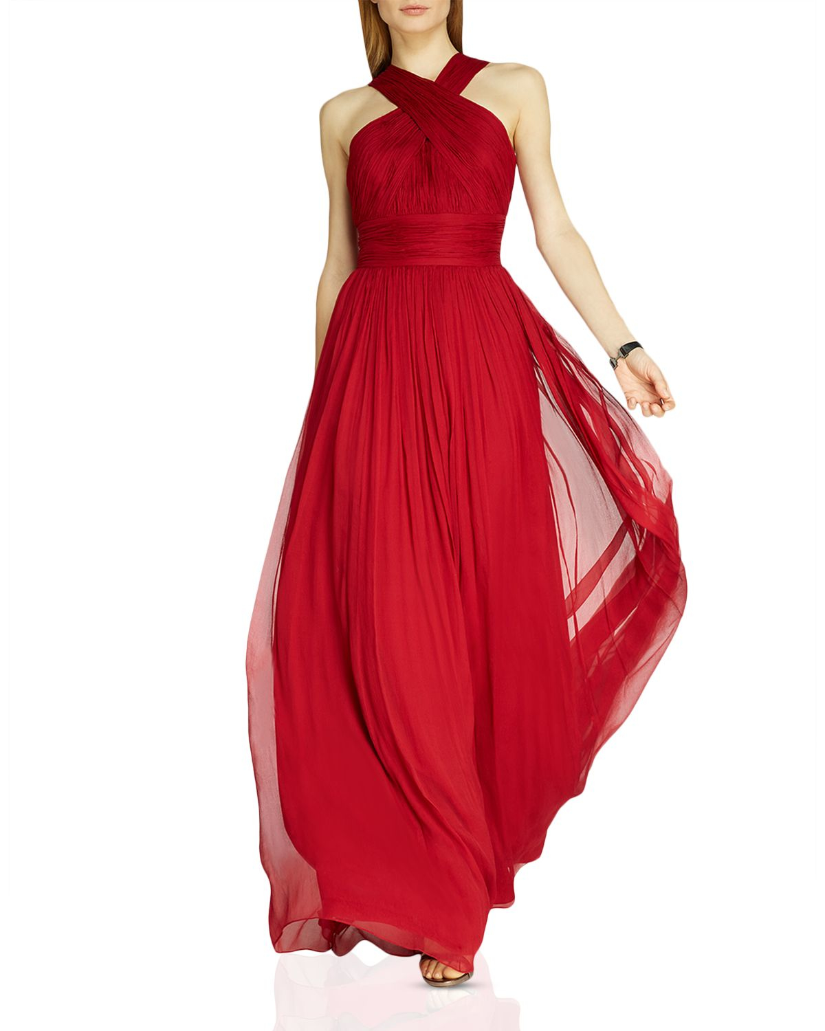 halston red gown