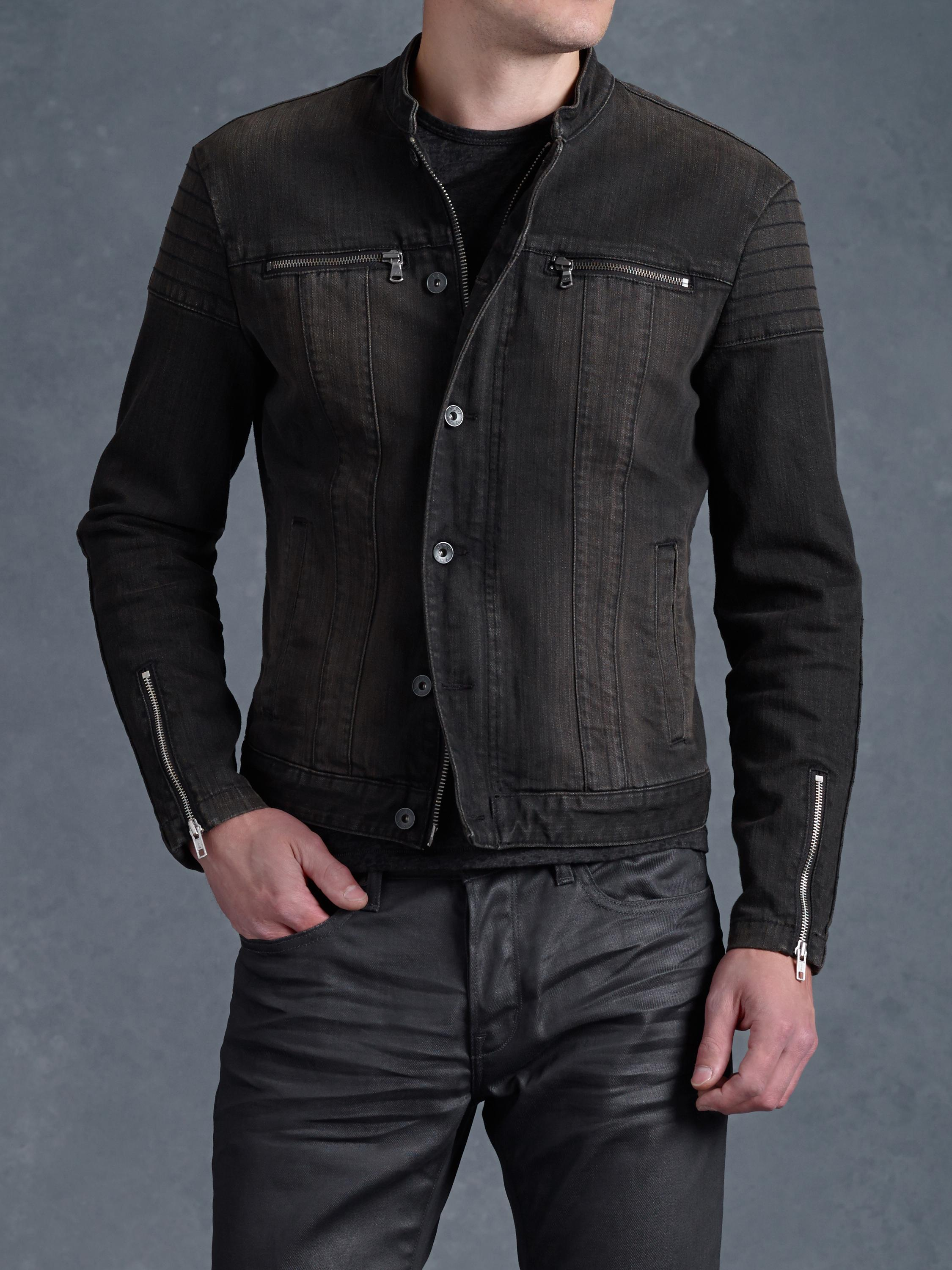 John Varvatos Denim Trapunto Jacket in Gray for Men - Lyst