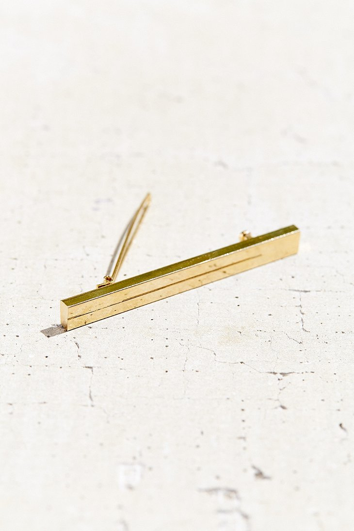 Lyst Urban Outfitters Double Gold Bar Barrette in Metallic