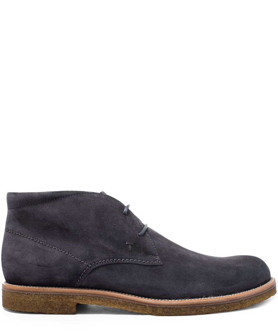 Tod's Grey Crepe Sole Leather Chukka Boots in Gray for Men | Lyst