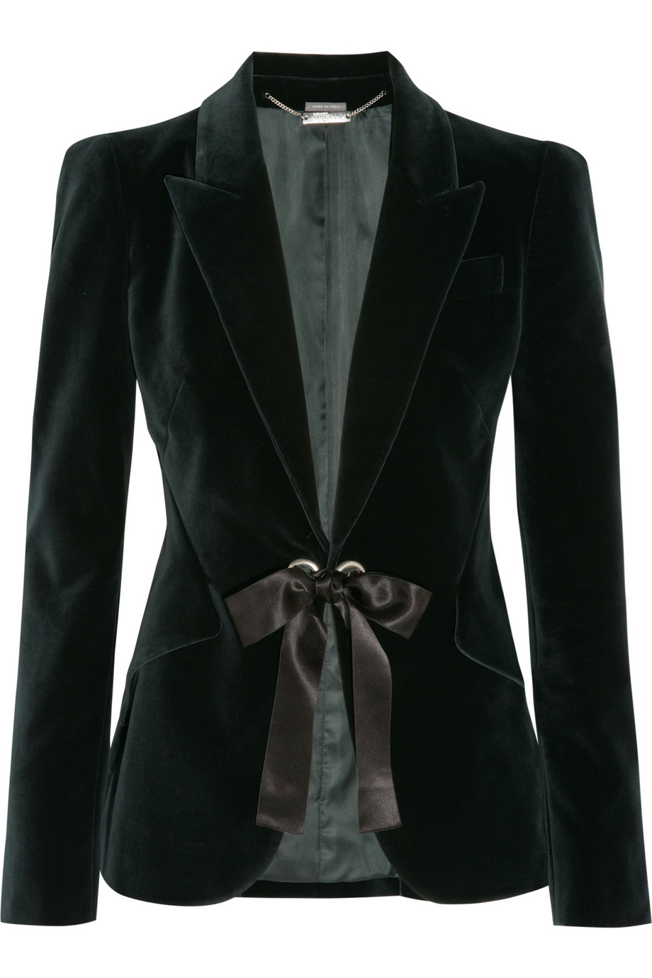 Lyst - Alexander mcqueen Ribbon-trimmed Velvet Jacket in Green