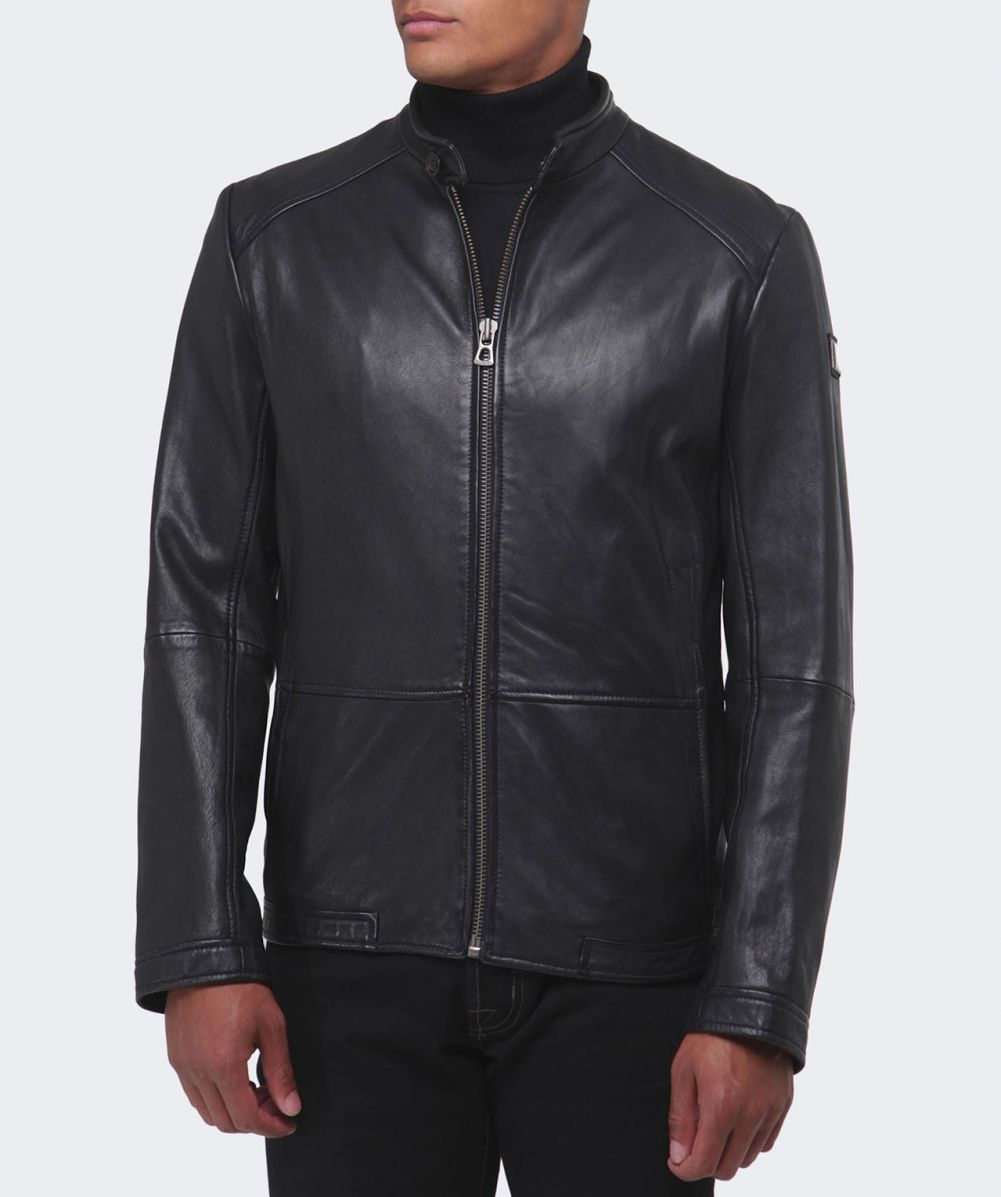 BOSS Orange Jelon Leather Jacket in Black for Men - Lyst