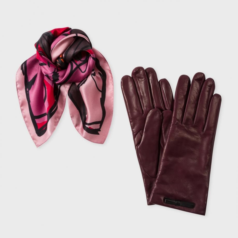Womens scarf and glove sets leather