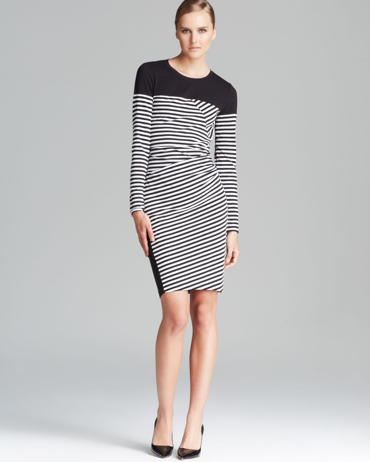 dkny dress black and white