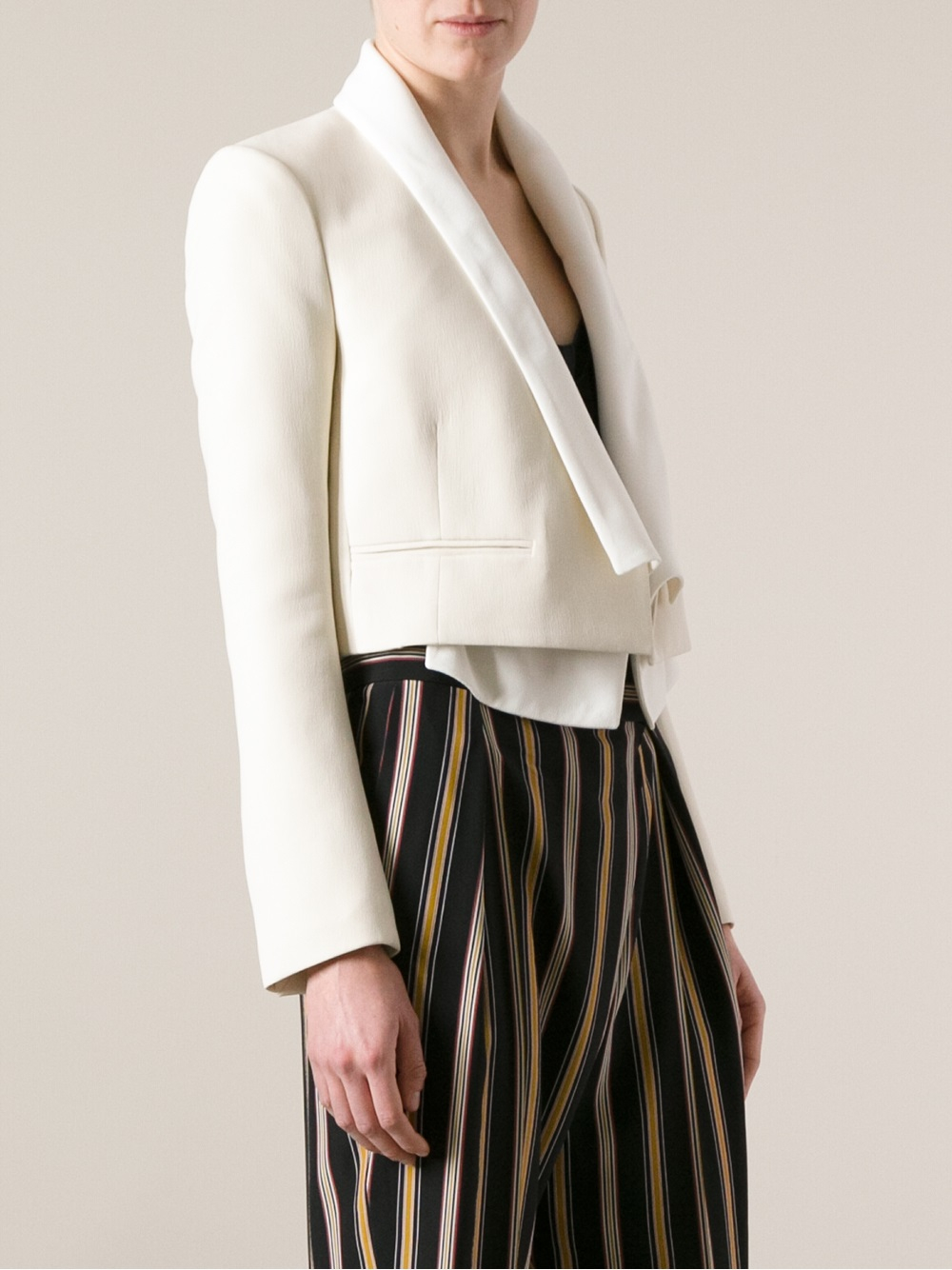 Chloé Cropped Blazer in White | Lyst