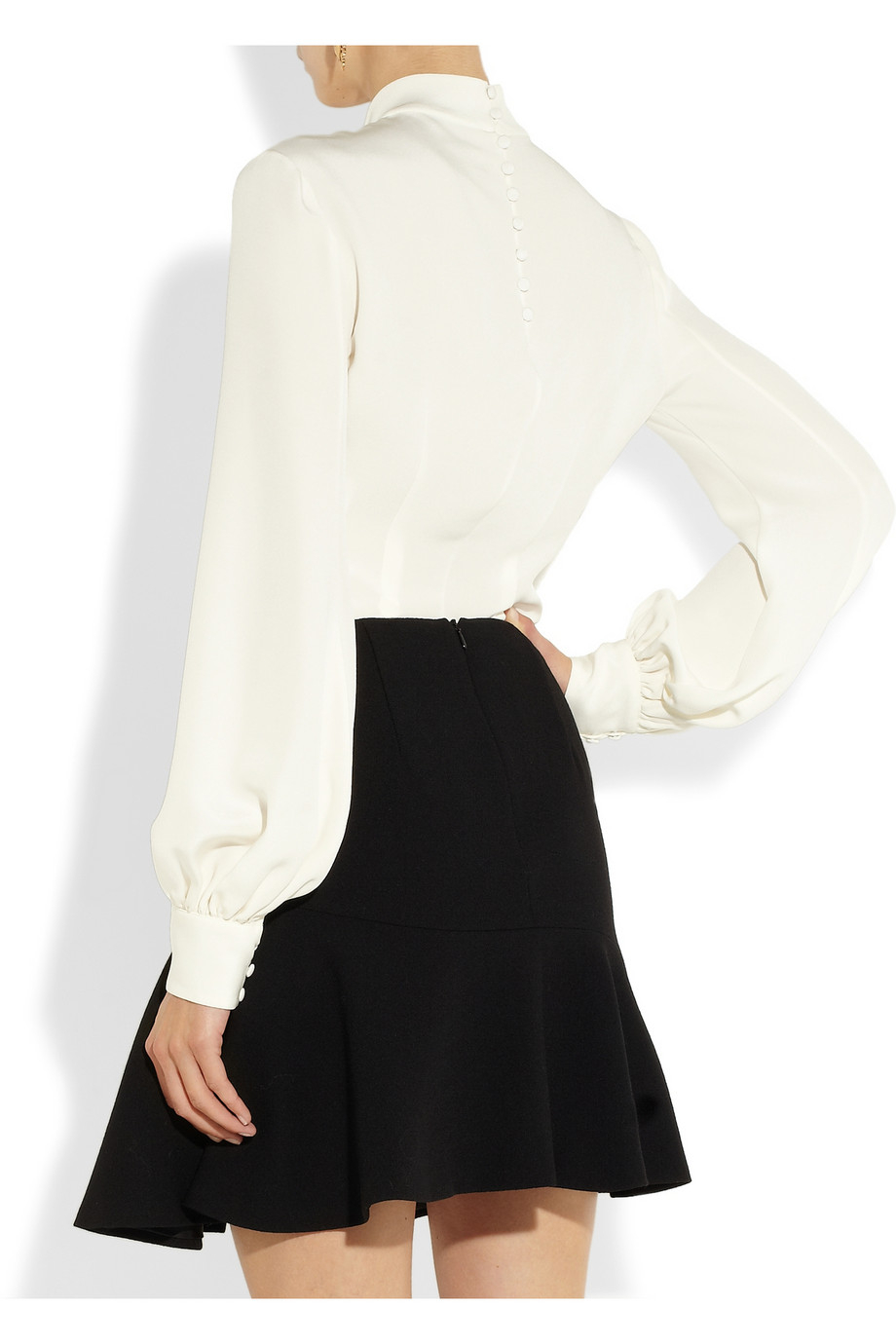 Alexander McQueen Buttoned Silk-cady Blouse in Ivory (White) - Lyst