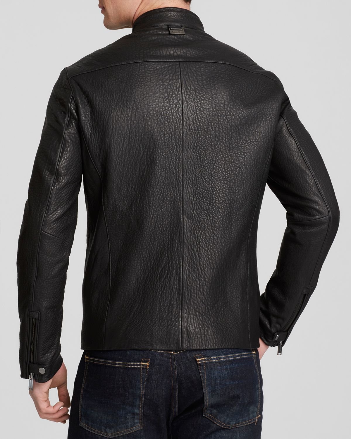 Michael Kors Pebbled Leather Racer Jacket in Black for Men | Lyst