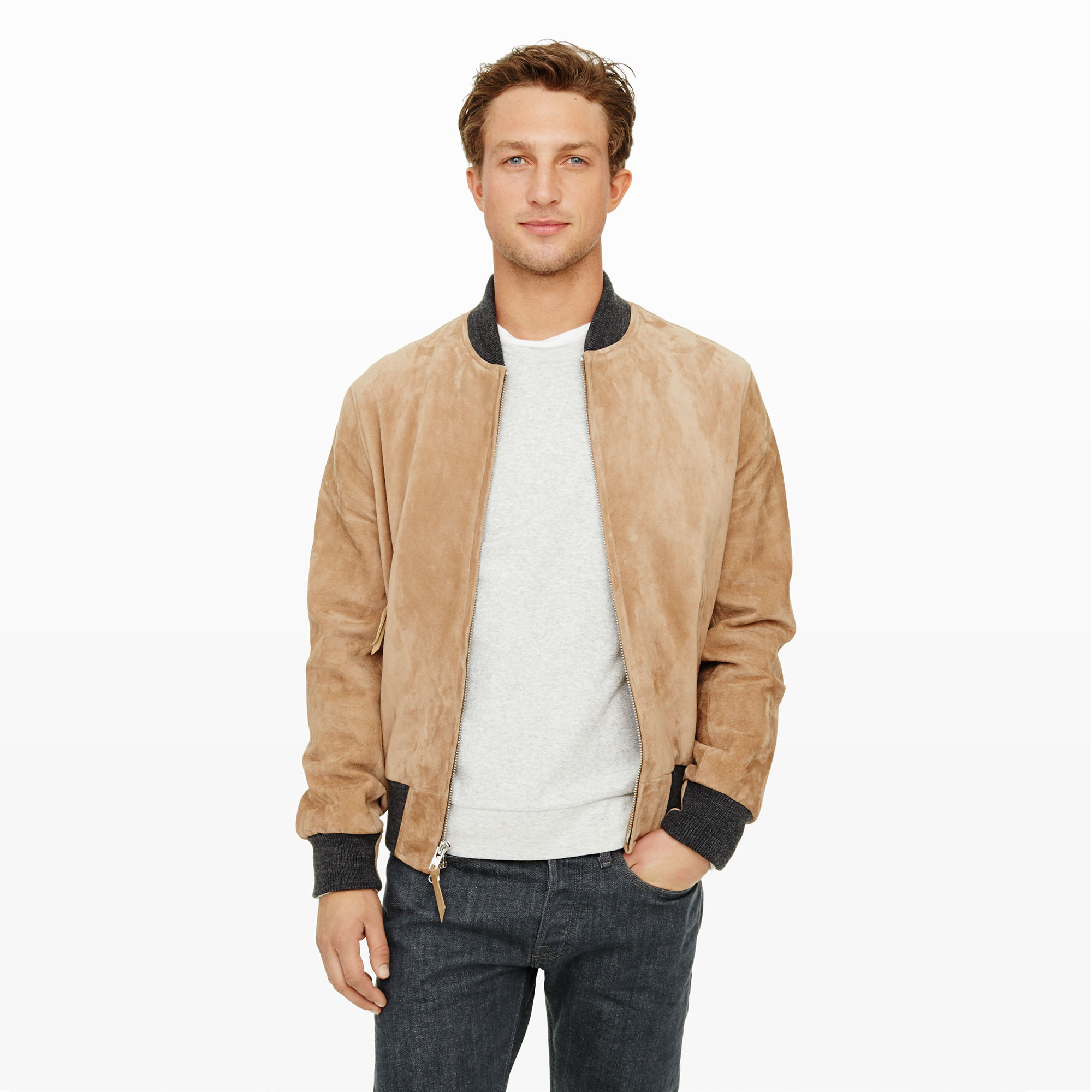 golden bear suede baseball jacket