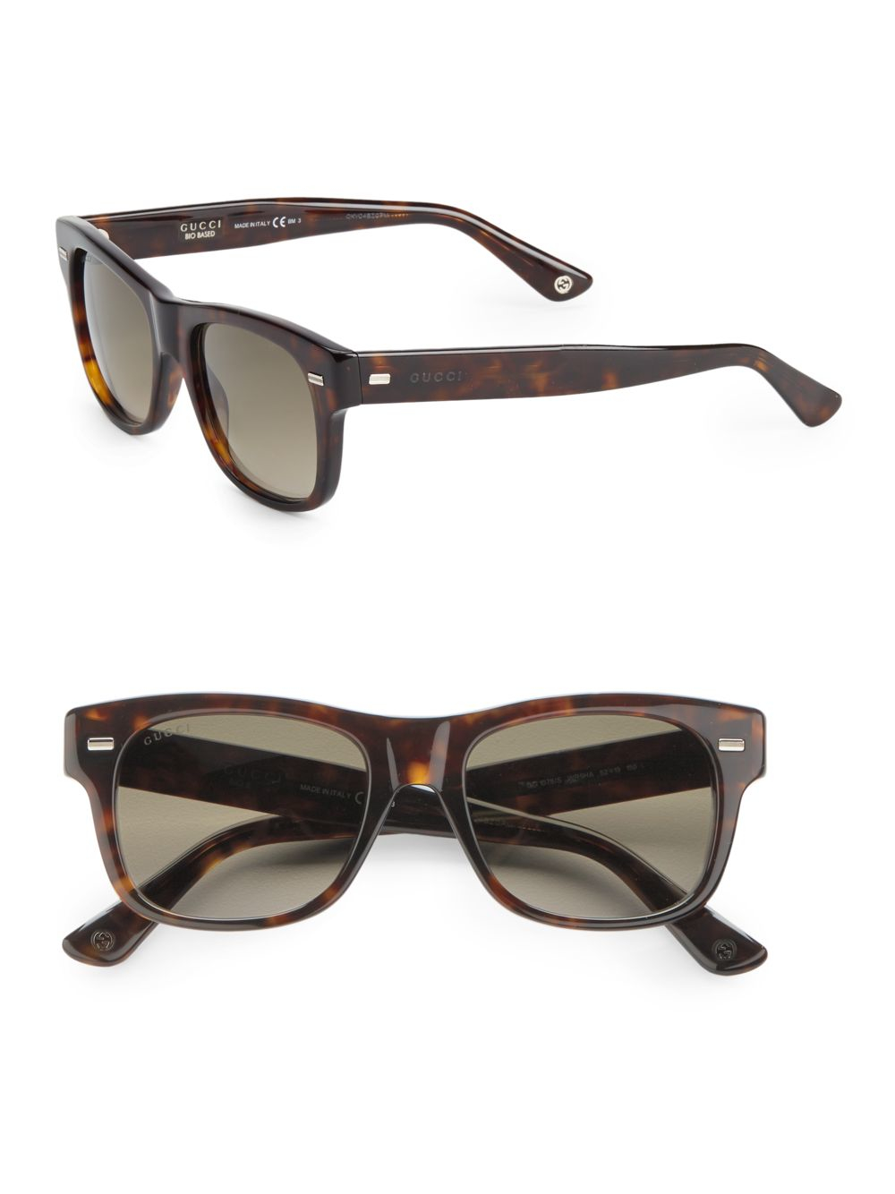 Gucci 52mm Tortoise Shell Wayfarer Sunglasses in Brown | Lyst