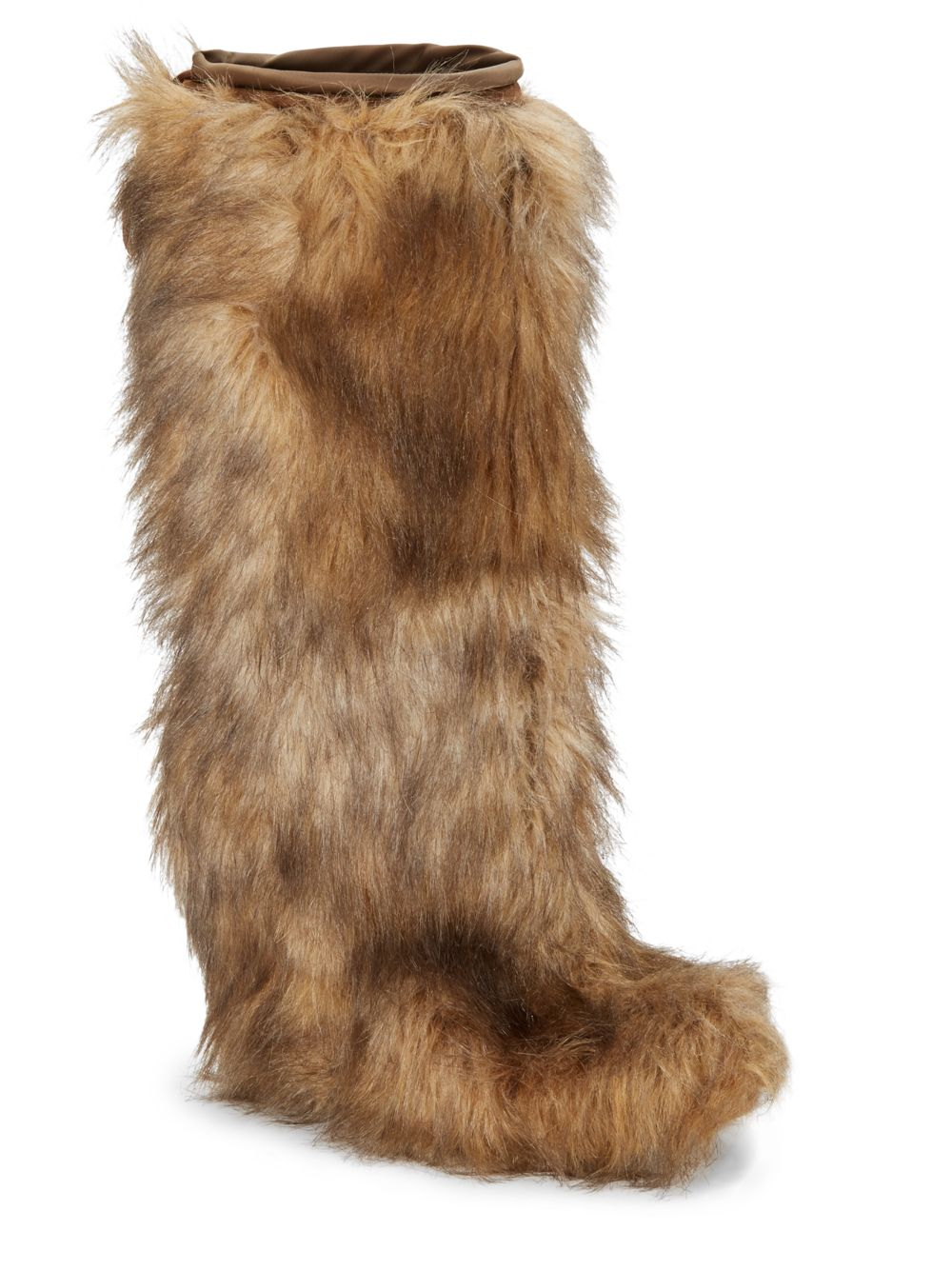 Prada Faux Fur Wedge Boots in Brown | Lyst