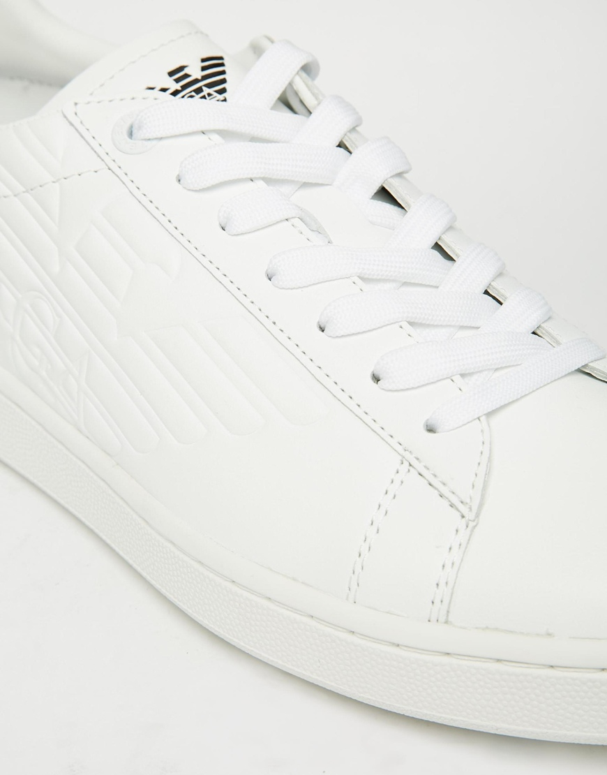 ladies white armani trainers