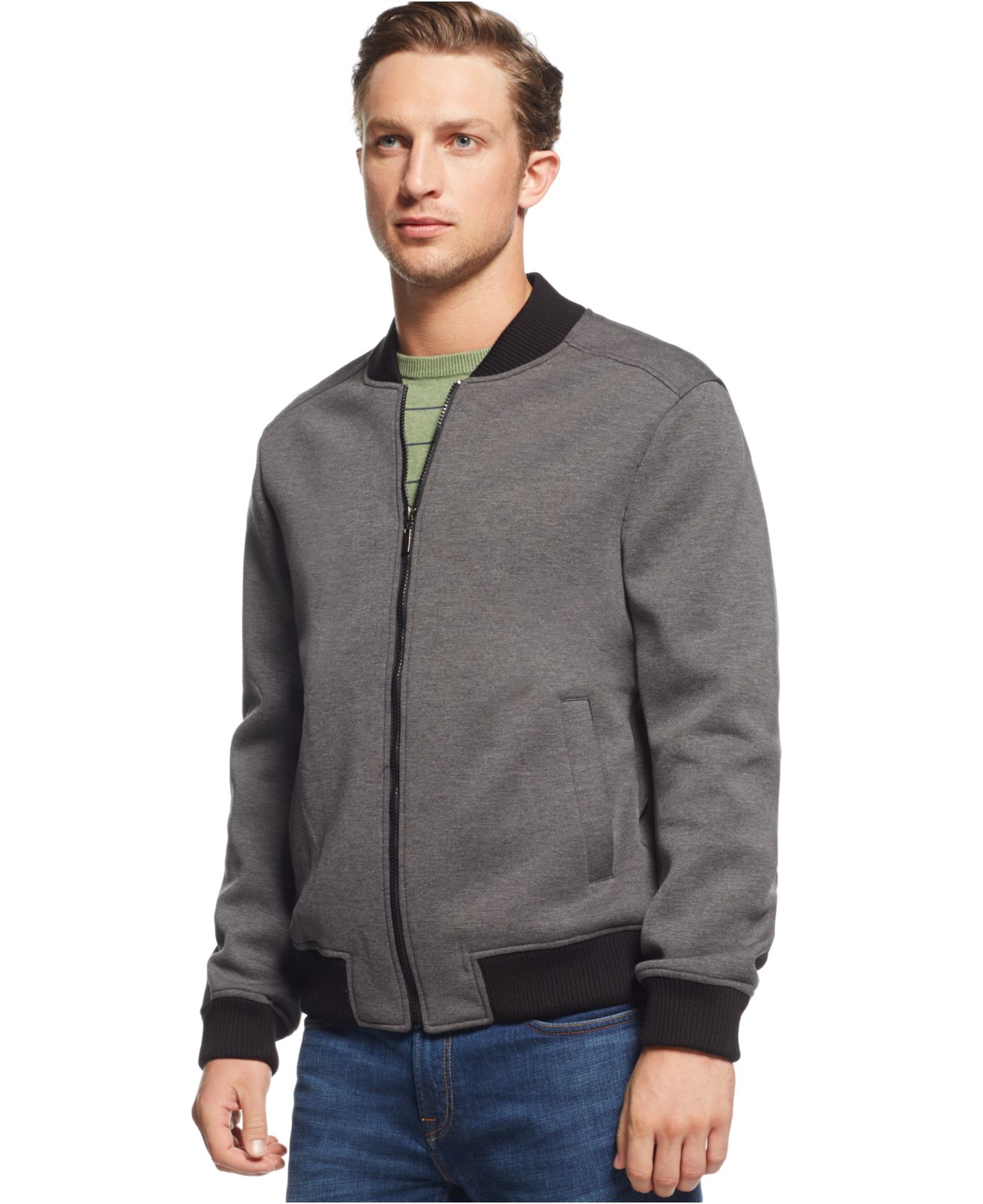 American rag Heathered Bomber Jacket in Gray for Men (Charcoal Heather ...