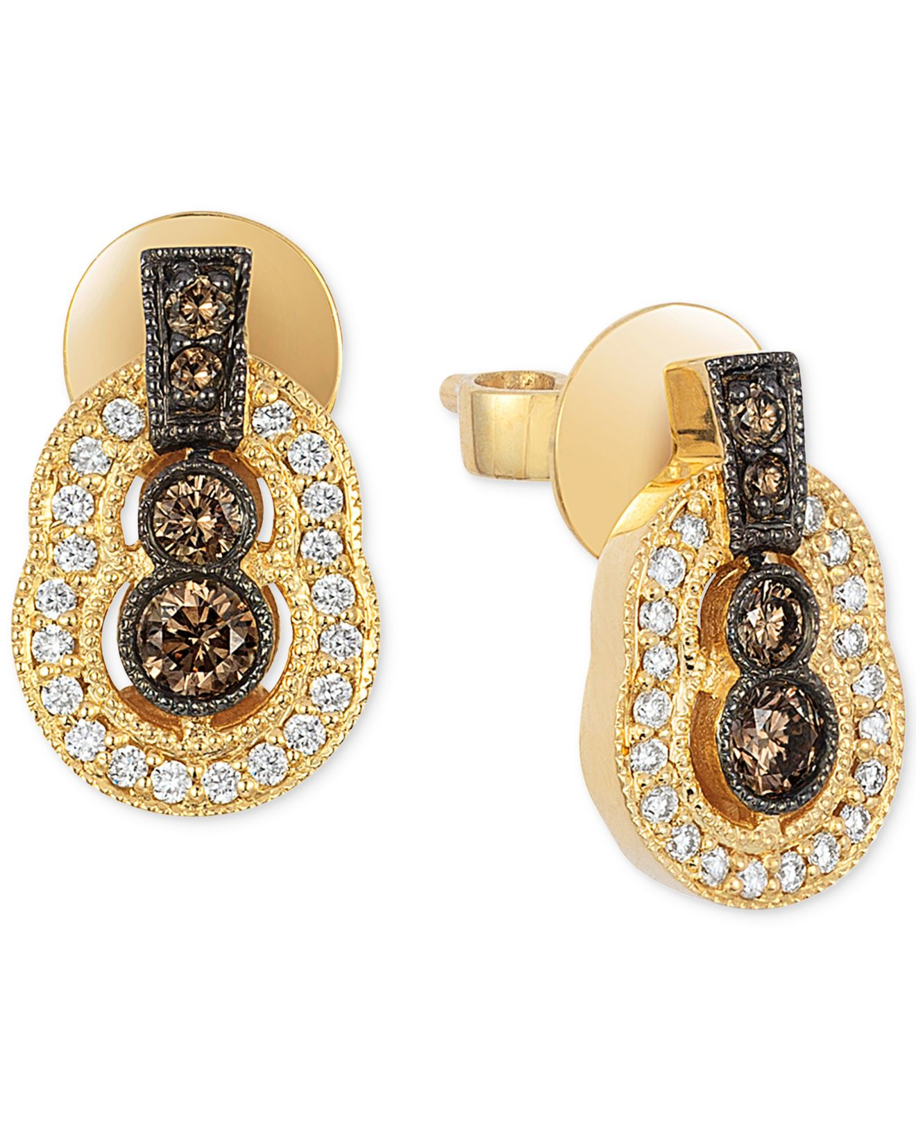 Le vian Chocolatier® Chocolate Deco Estate Gold Diamond (3/8 Ct. T.w.) Stud Earrings In 14k Gold